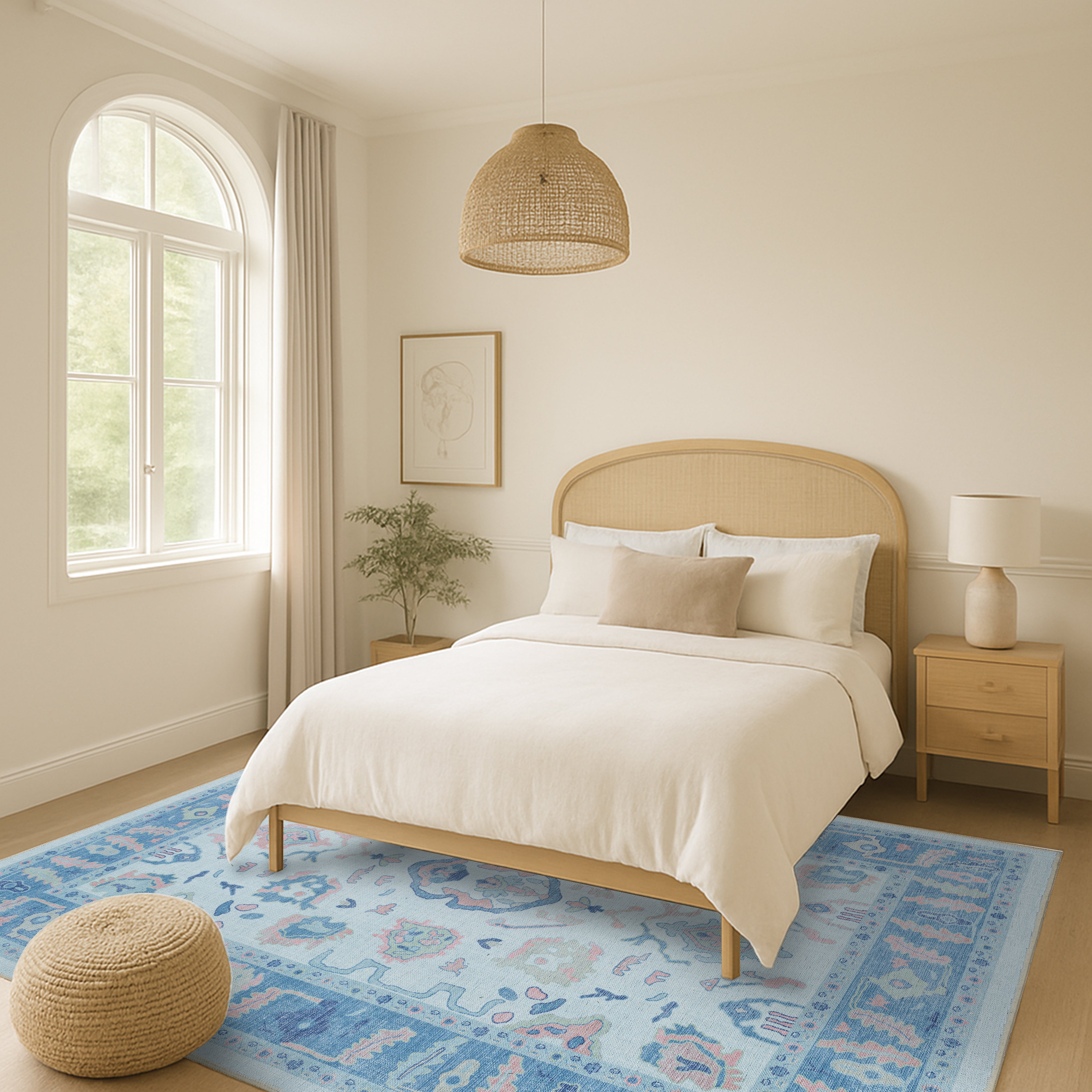 Zephina Baby Blue Modern Oushak Rug