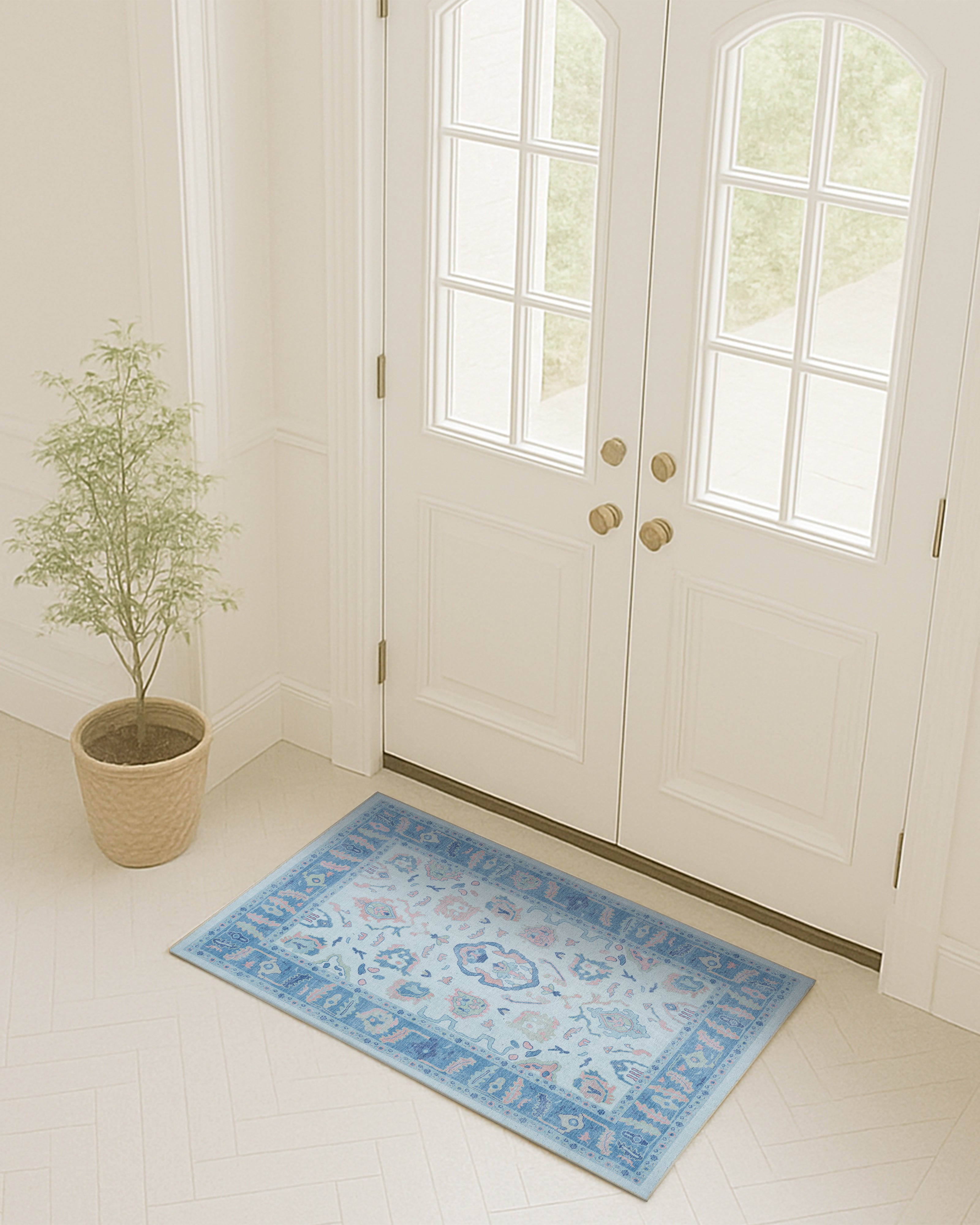 Zephina Baby Blue Modern Oushak Rug