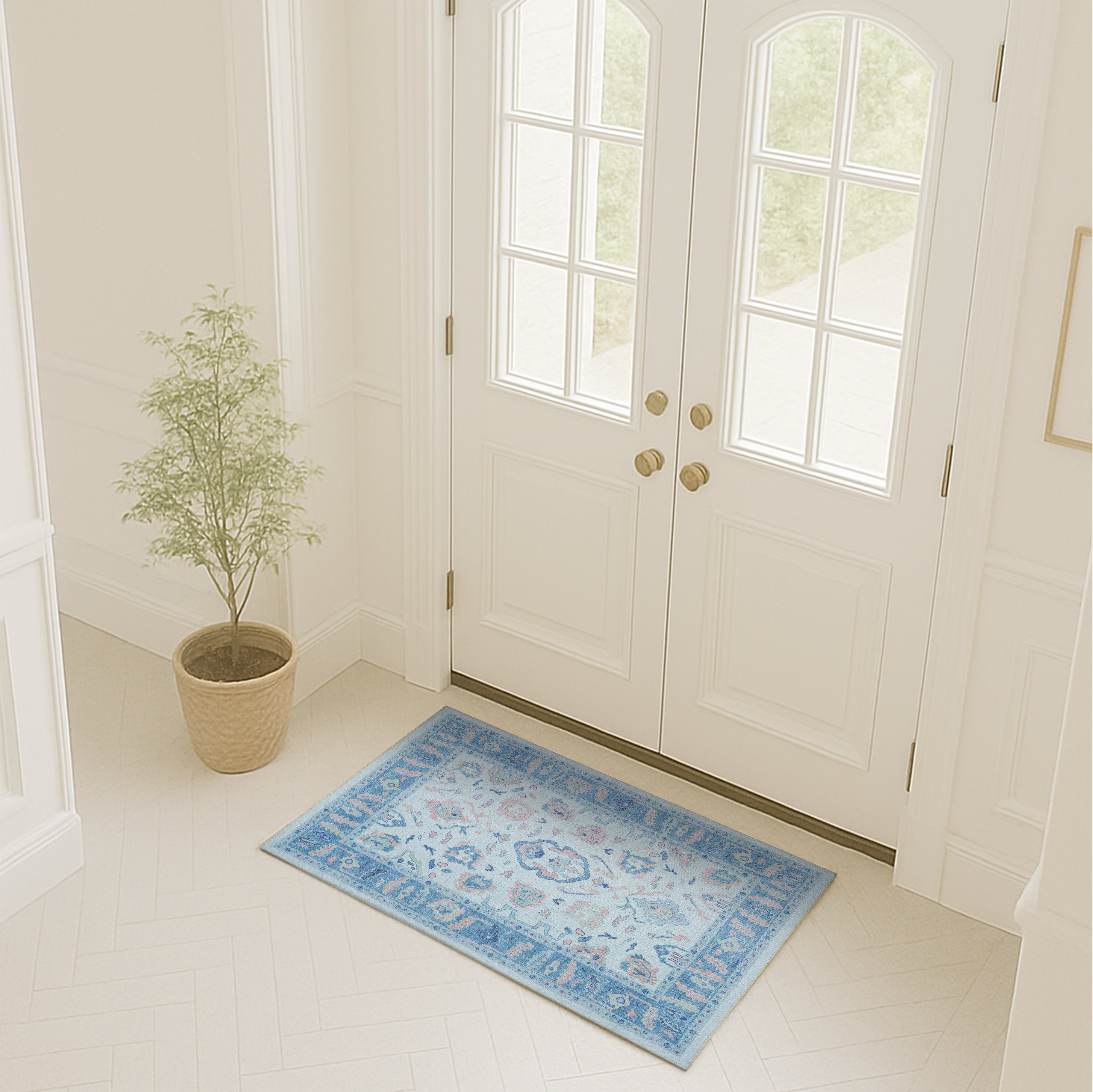 Zephina Baby Blue Modern Oushak Rug