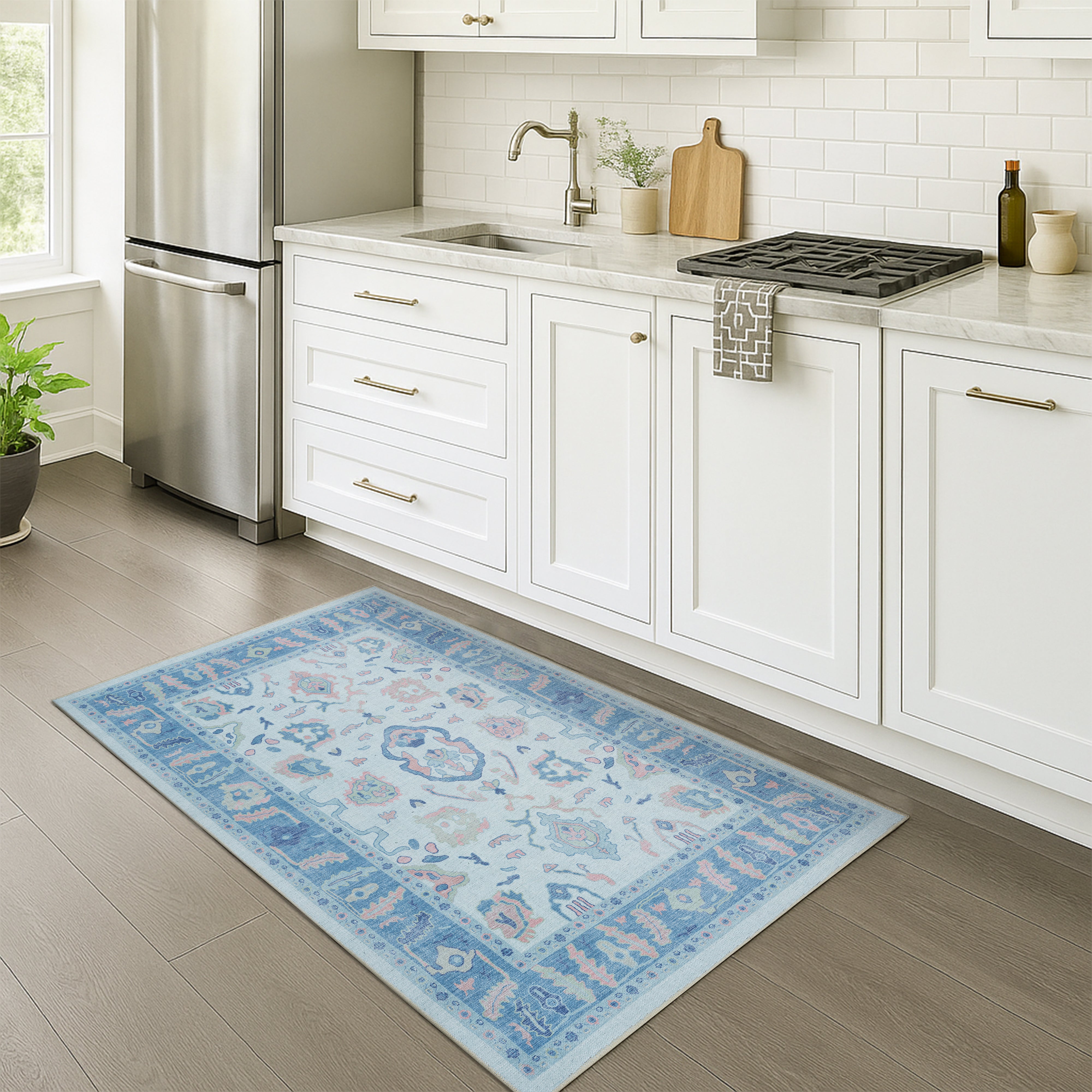Zephina Baby Blue Modern Oushak Rug