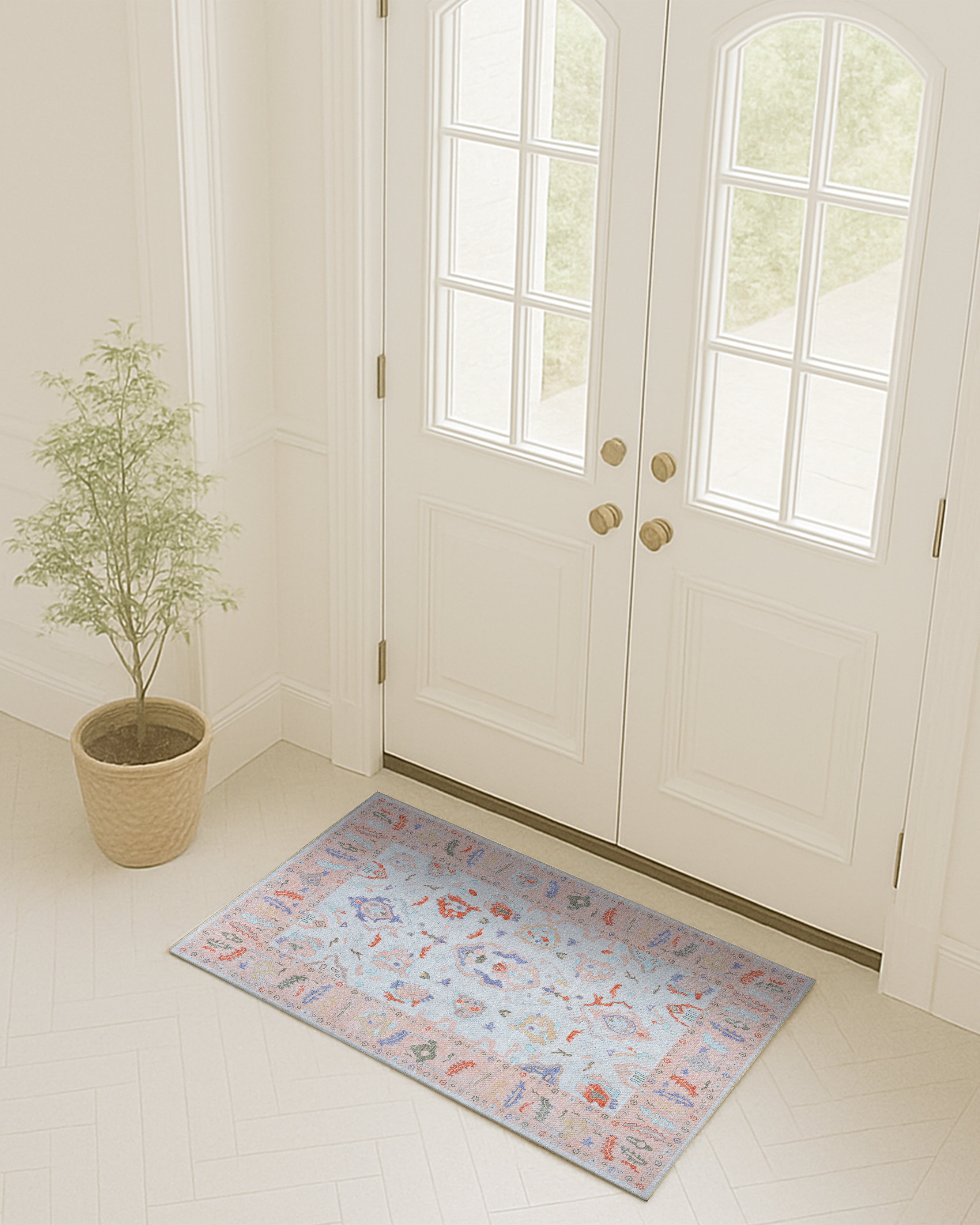 Calina Blush Orange Modern Oushak Rug