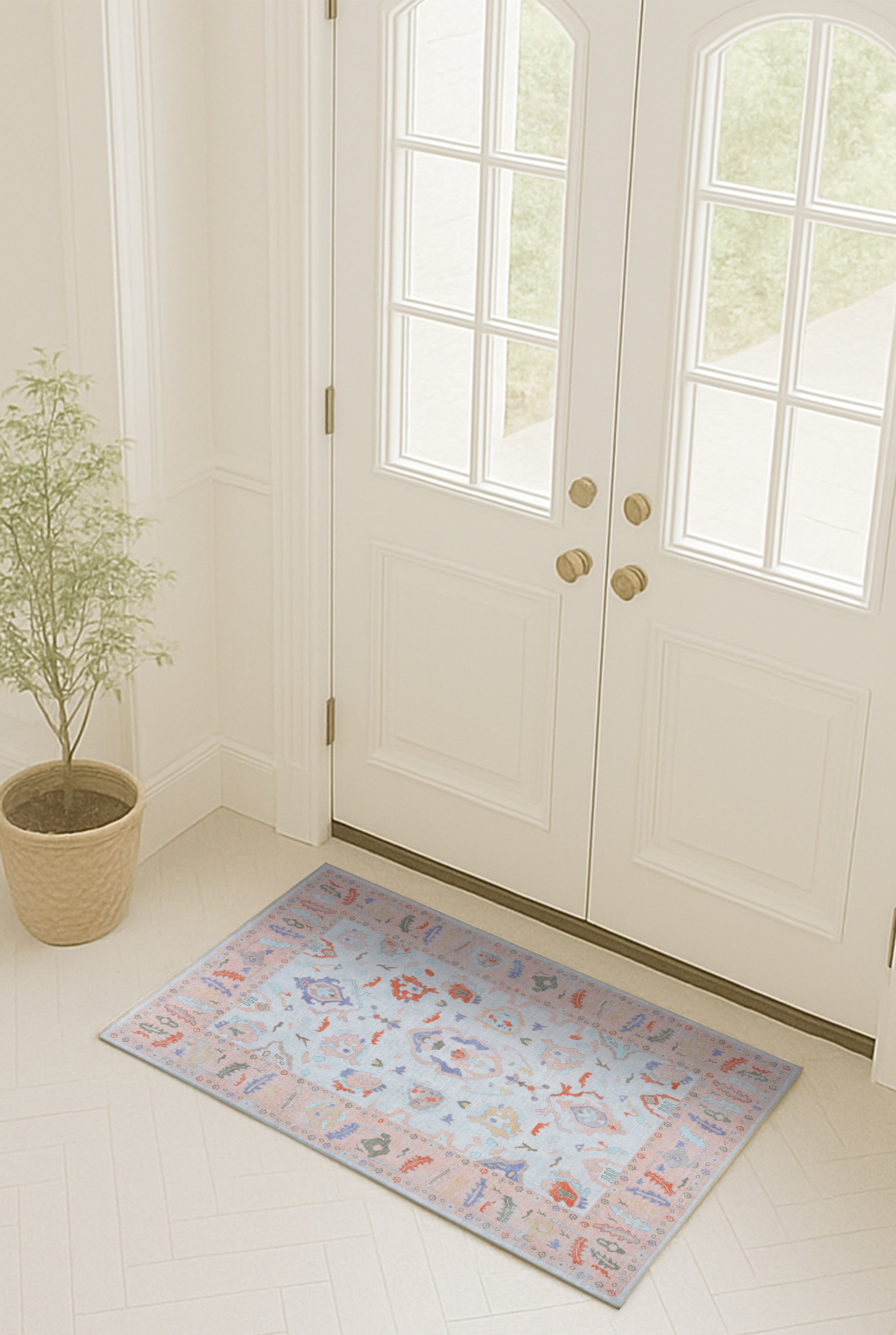 Calina Blush Orange Modern Oushak Rug