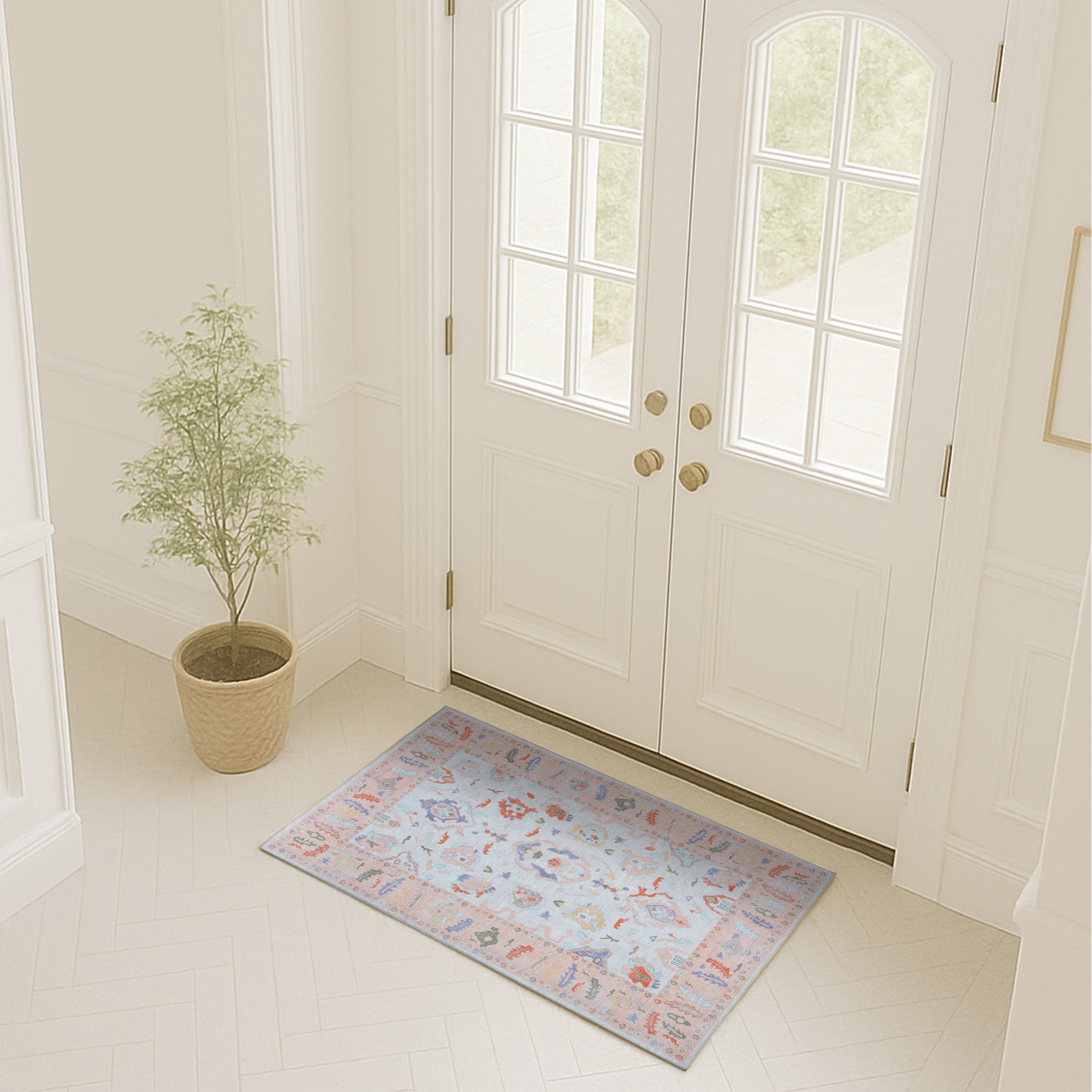 Calina Blush Orange Modern Oushak Rug