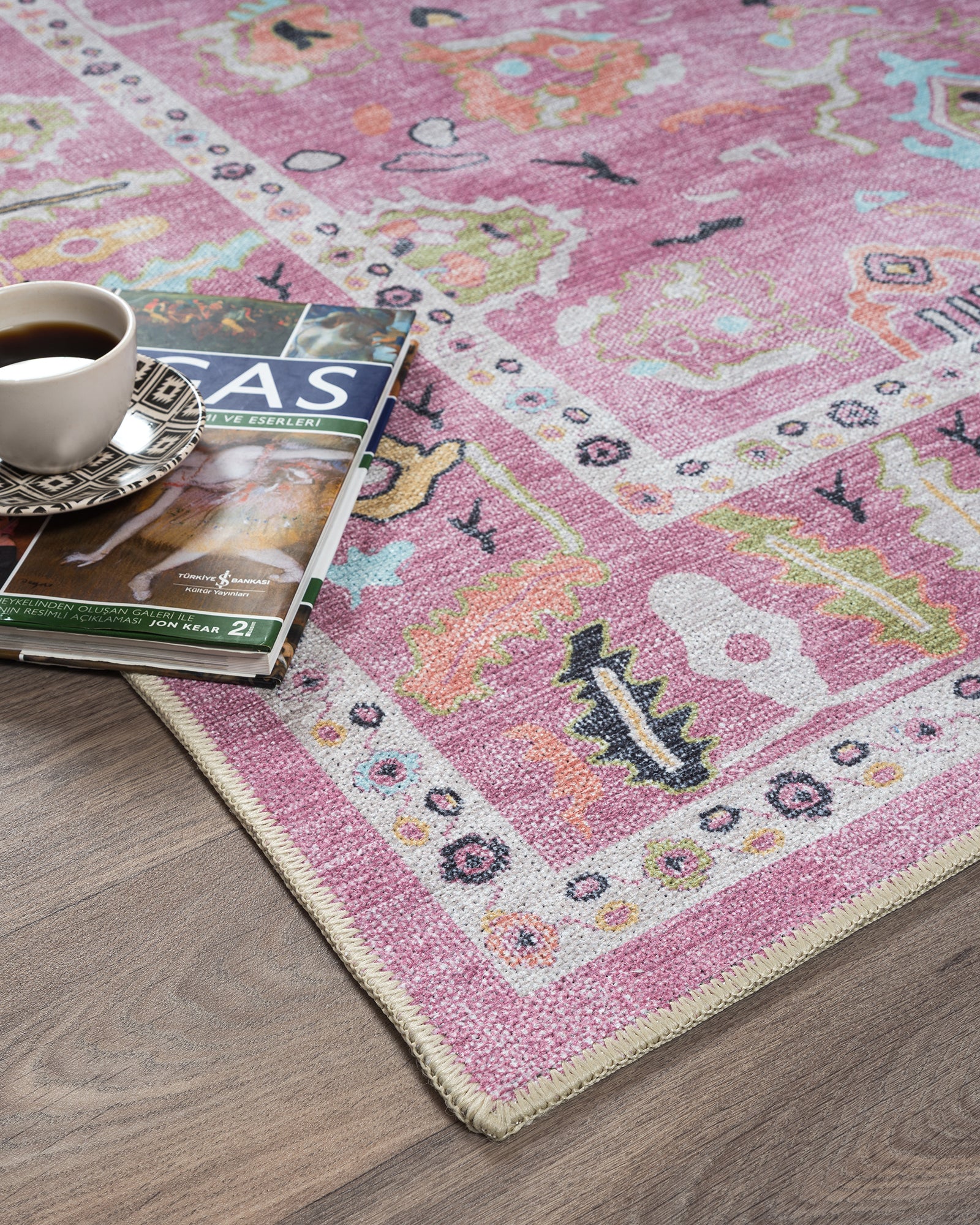Elira Pink Pink Modern Oushak Rug