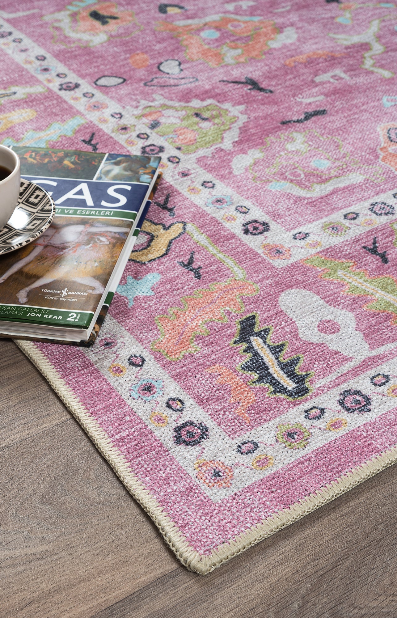 Elira Pink Pink Modern Oushak Rug