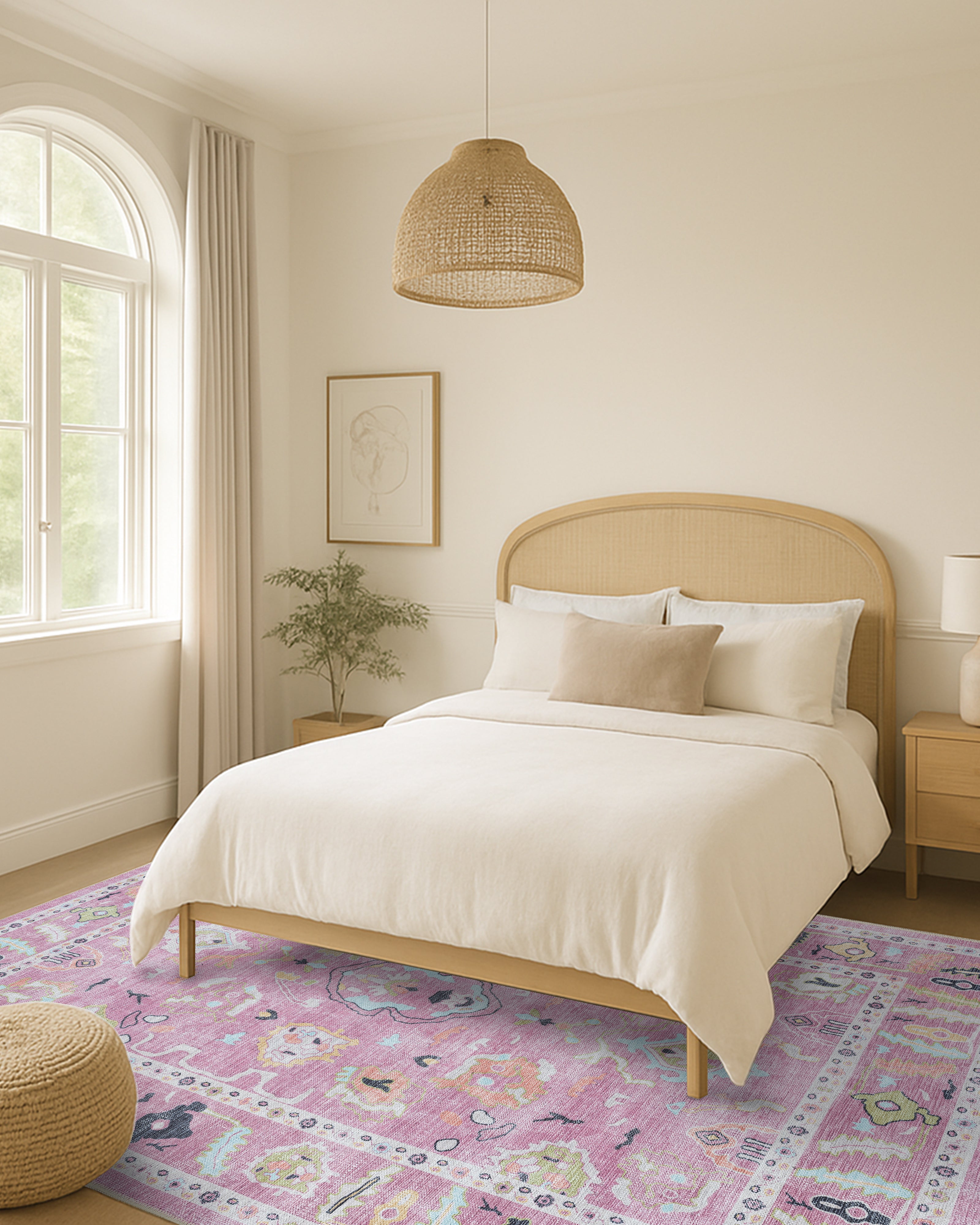 Elira Pink Pink Modern Oushak Rug