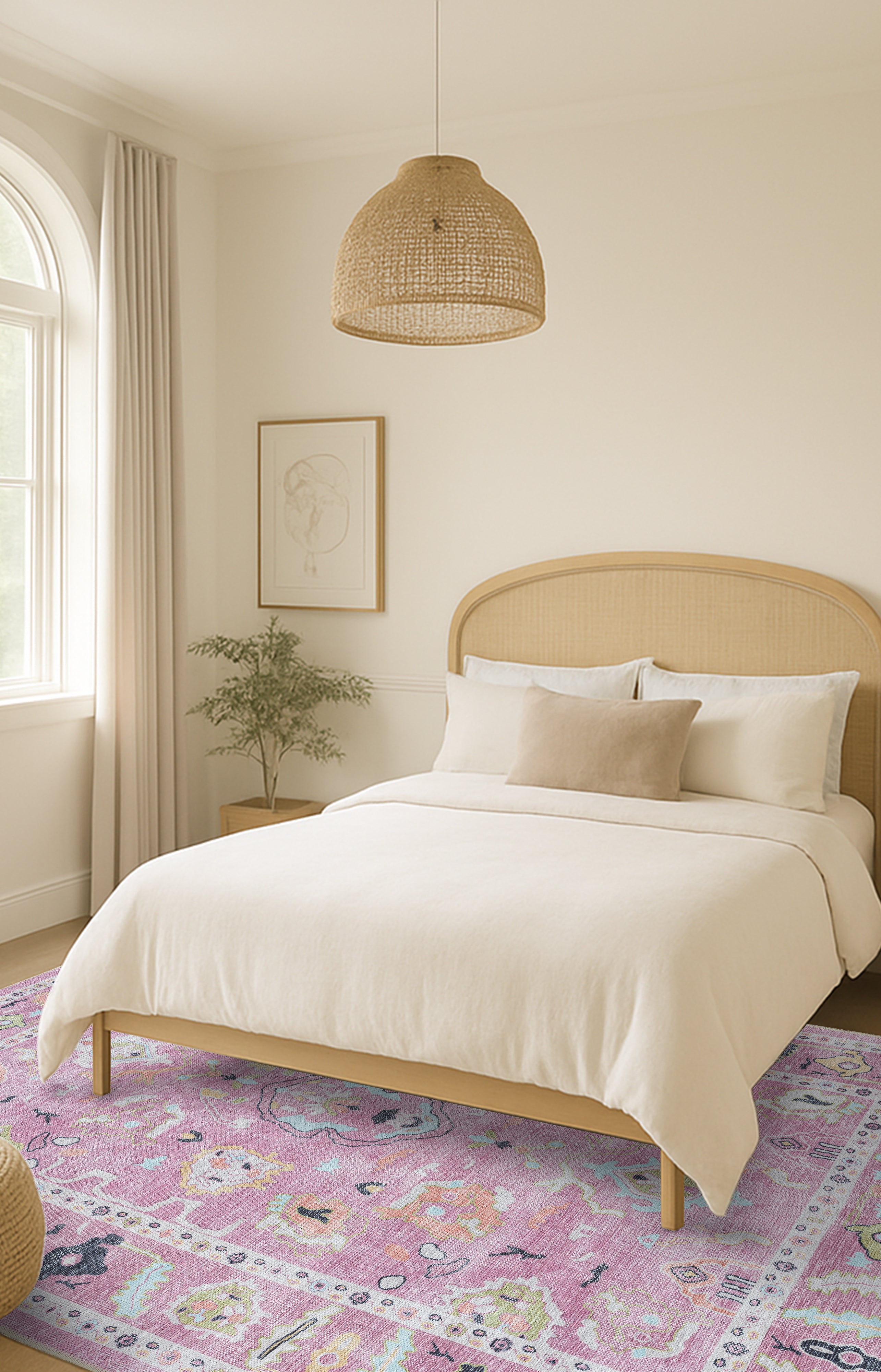 Elira Pink Pink Modern Oushak Rug