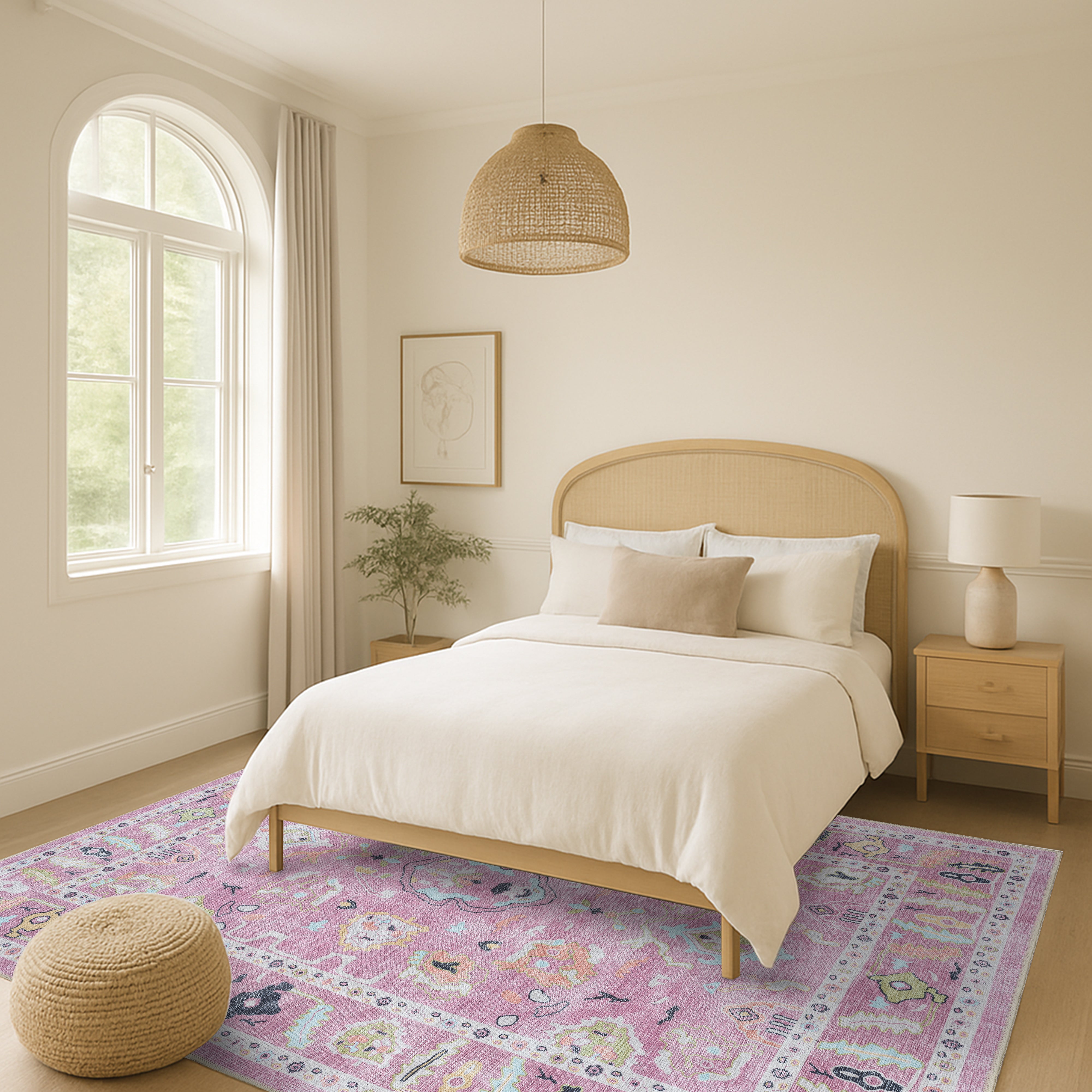 Elira Pink Pink Modern Oushak Rug