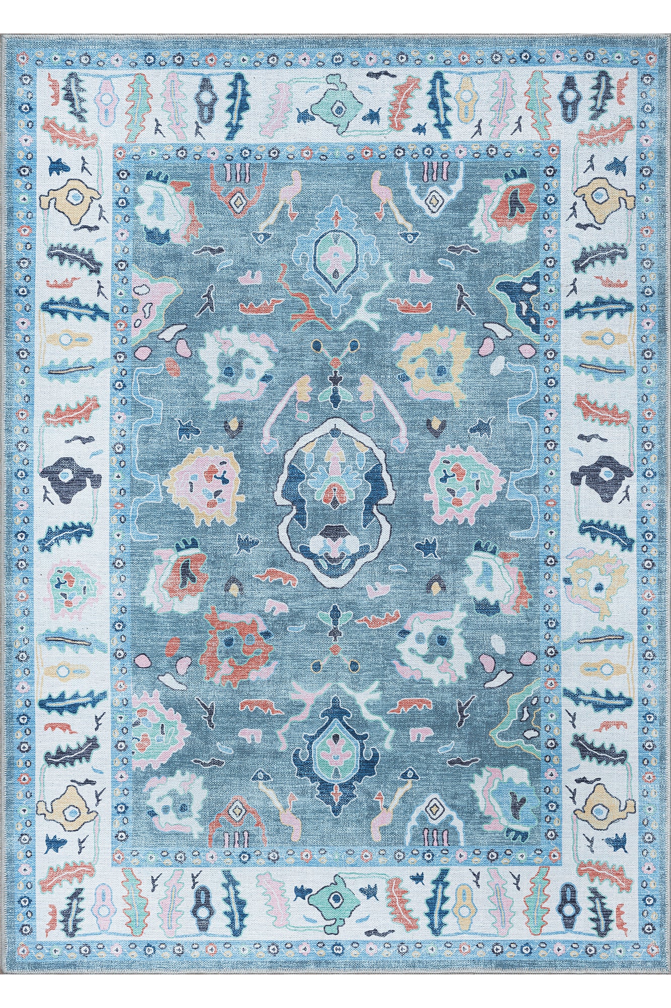 Lumira Teal Modern Oushak Rug
