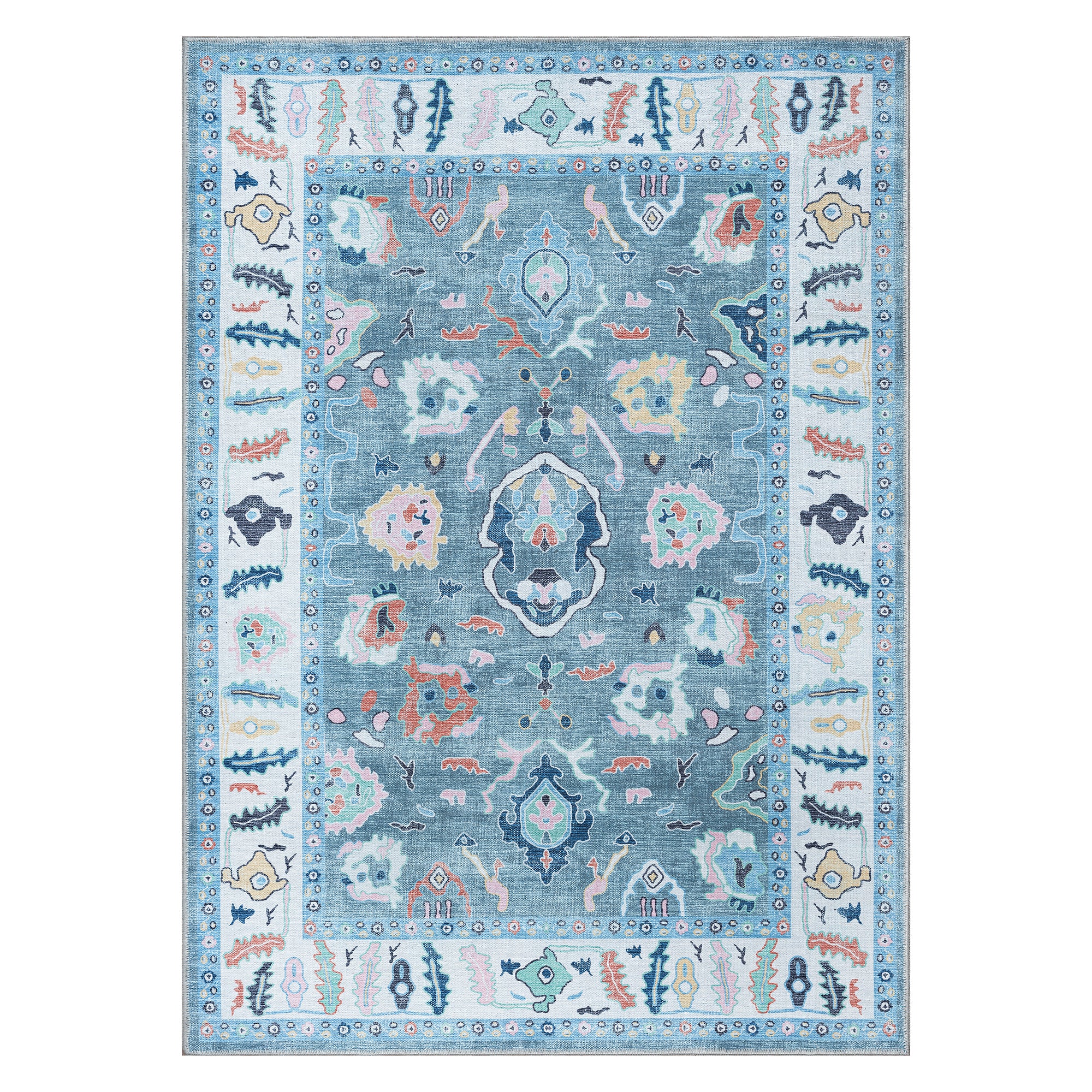 Lumira Teal Modern Oushak Rug