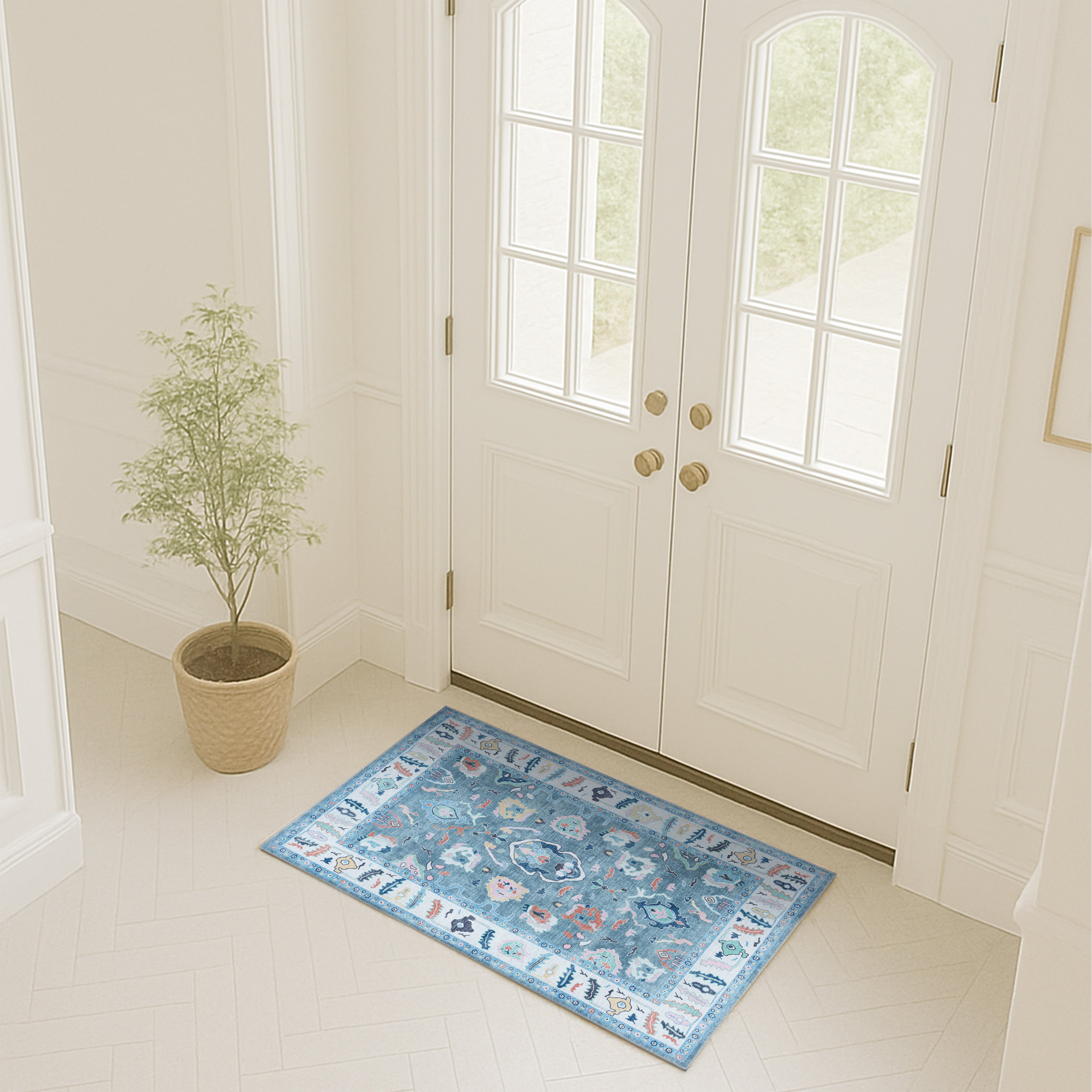 Lumira Teal Modern Oushak Rug