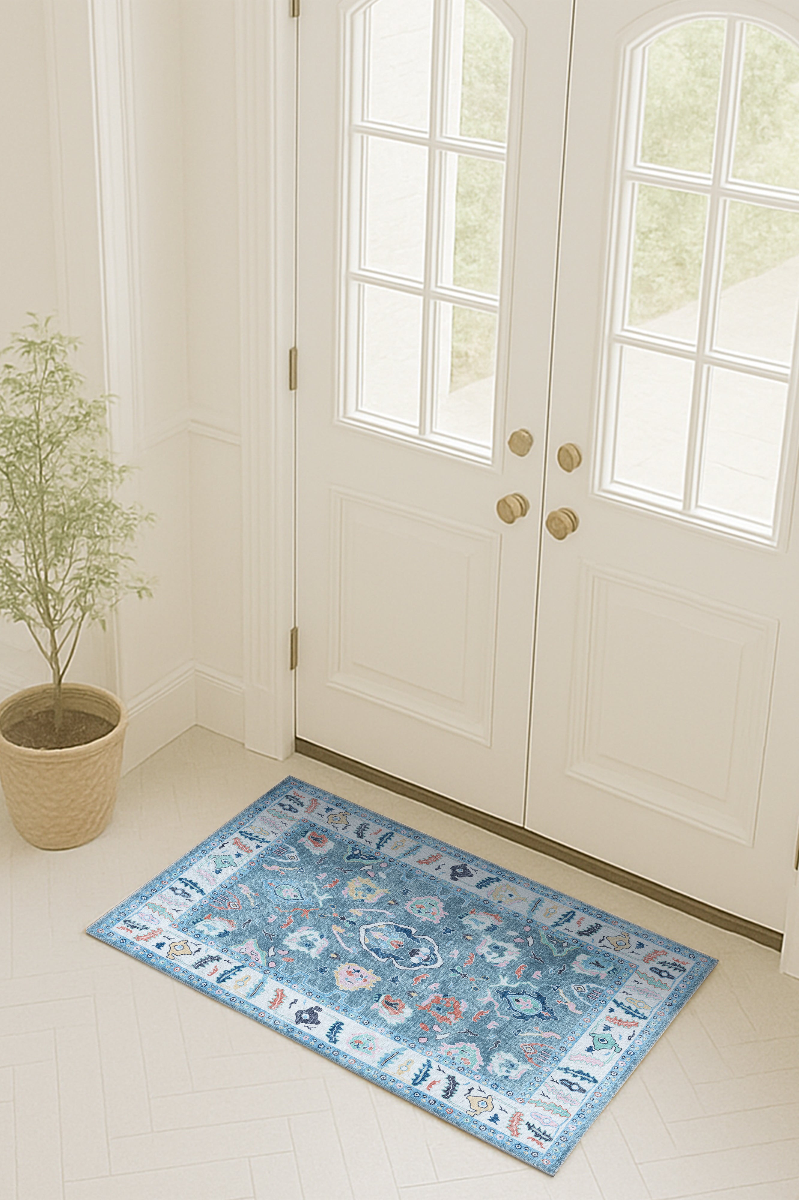 Lumira Teal Modern Oushak Rug