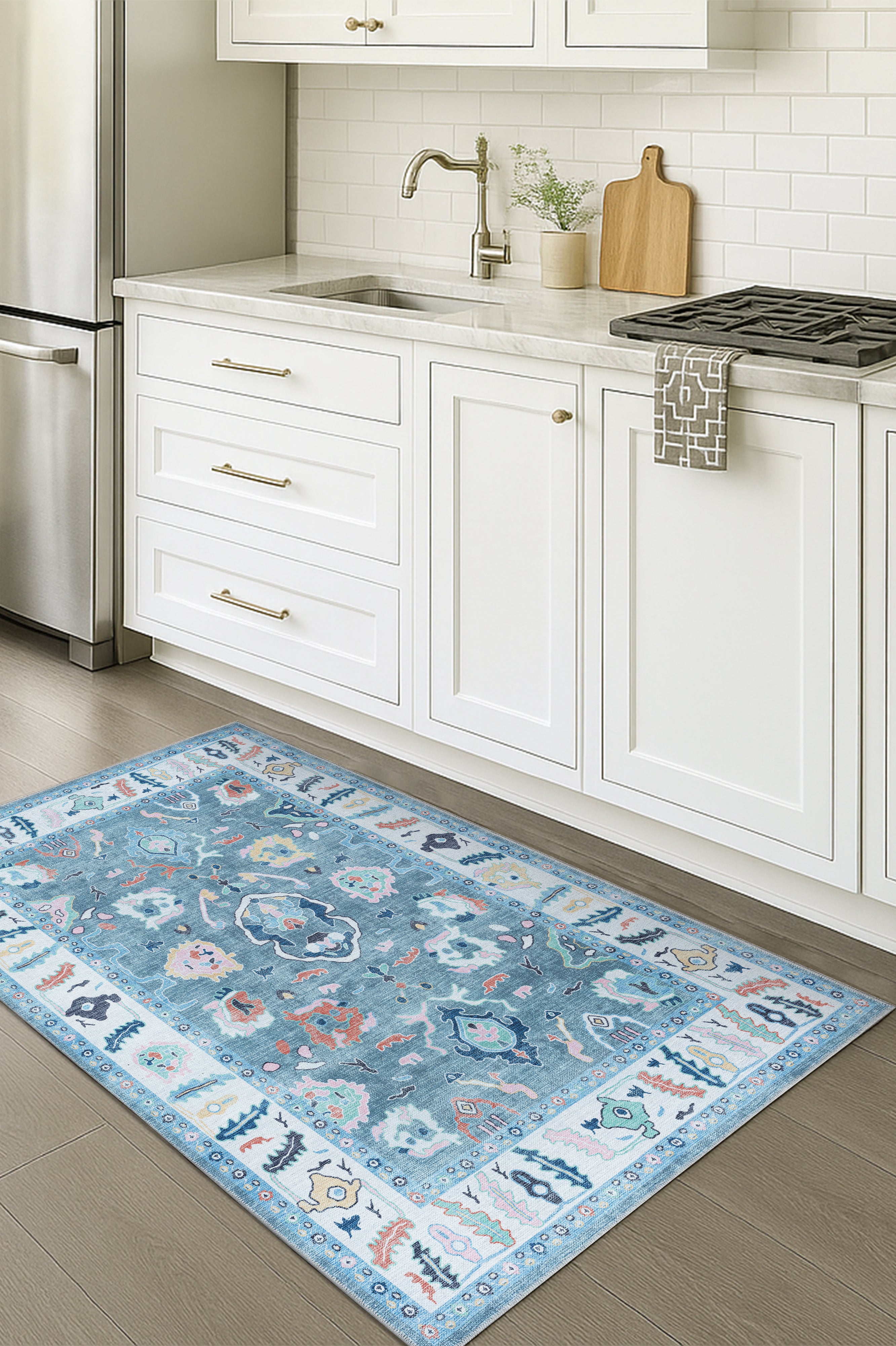 Lumira Teal Modern Oushak Rug