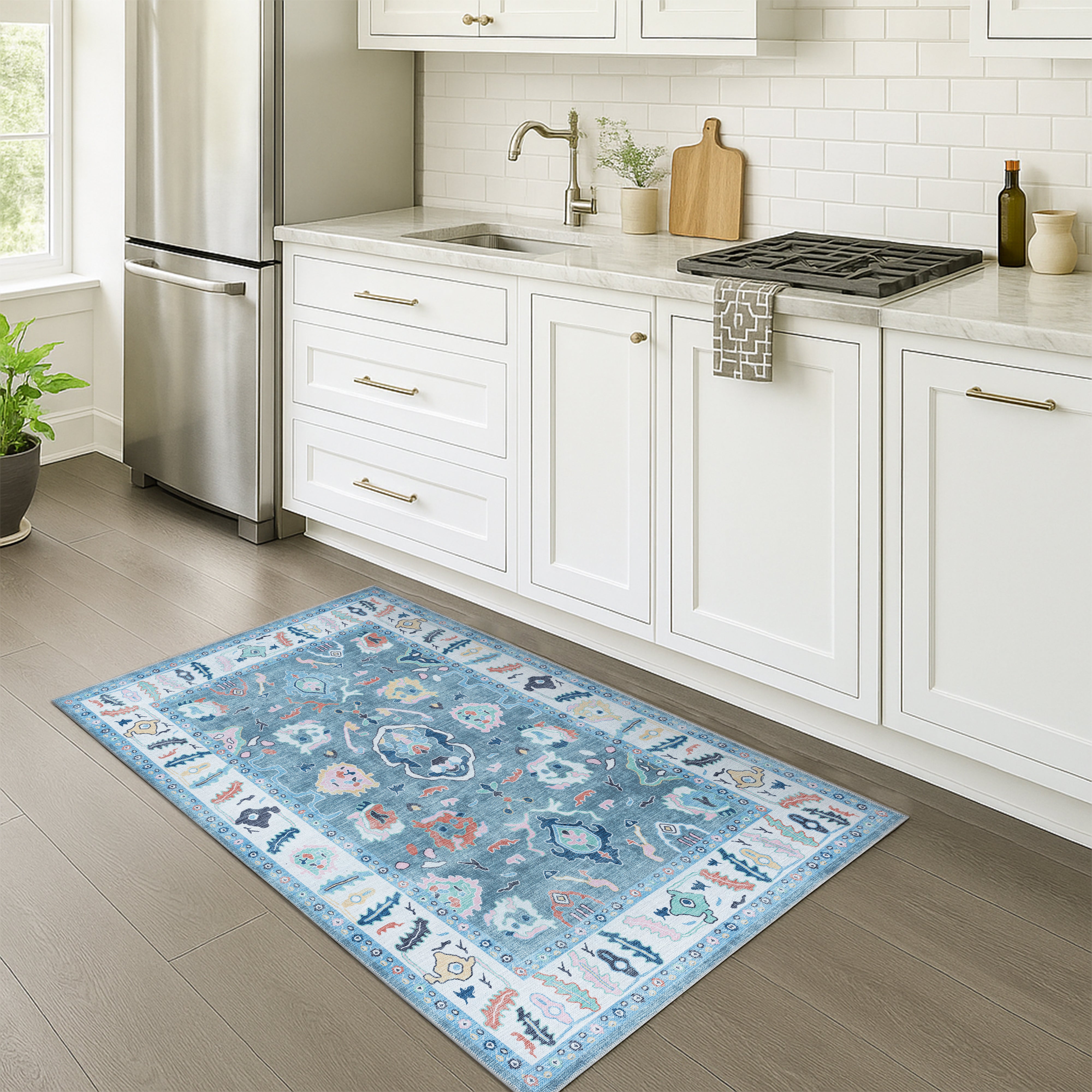Lumira Teal Modern Oushak Rug