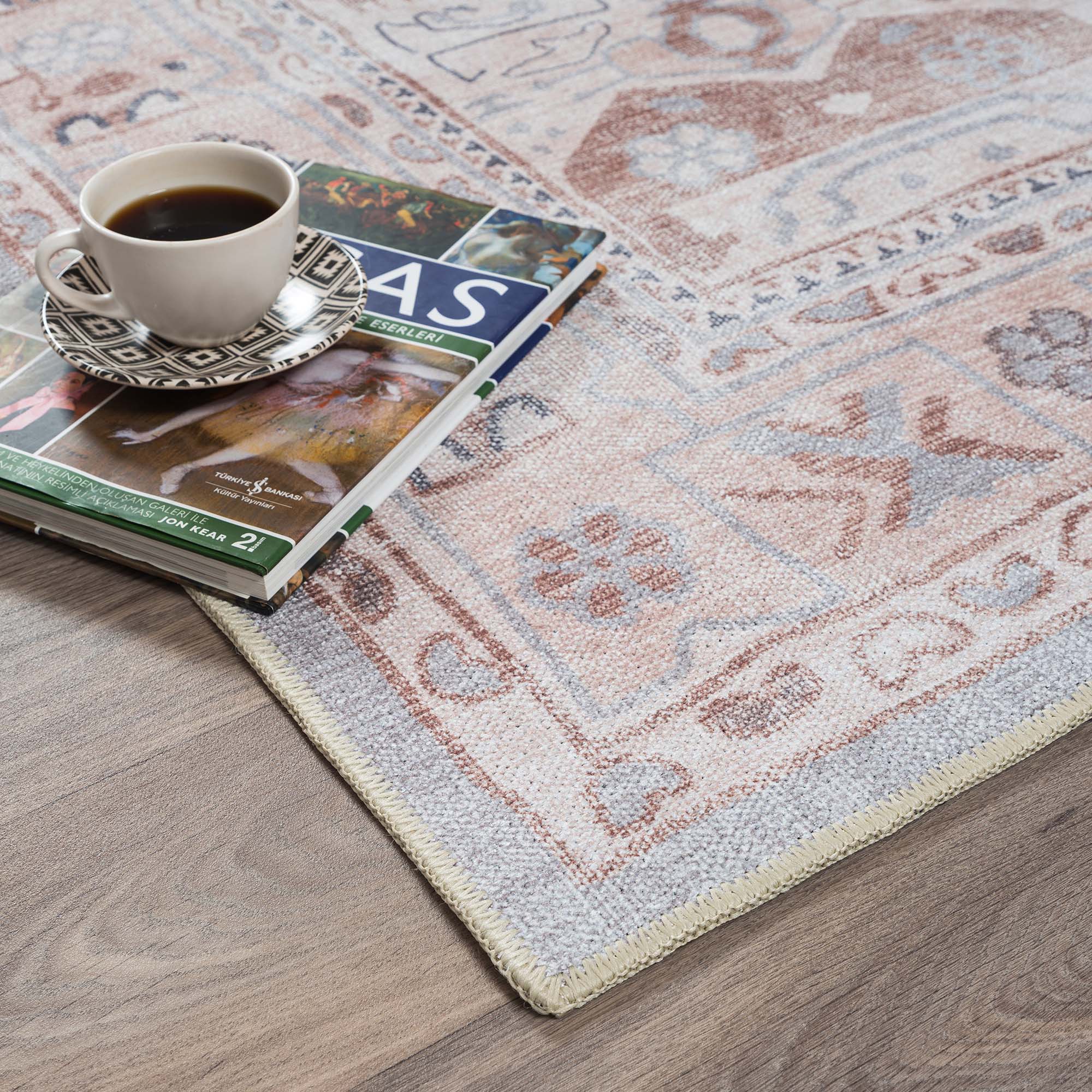 Atiya Neutral Earth Beige Vintage Turkish Rug