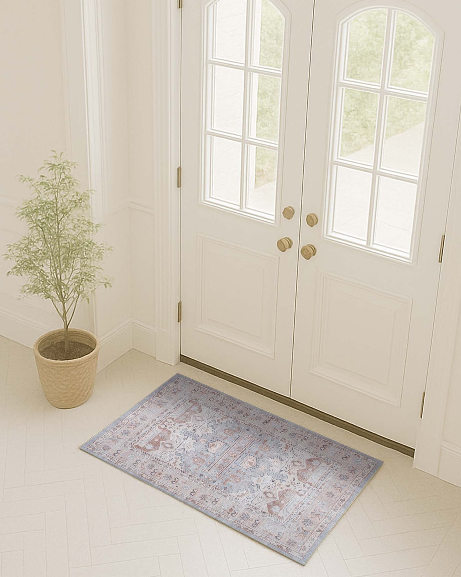 Atiya Neutral Earth Beige Vintage Turkish Rug