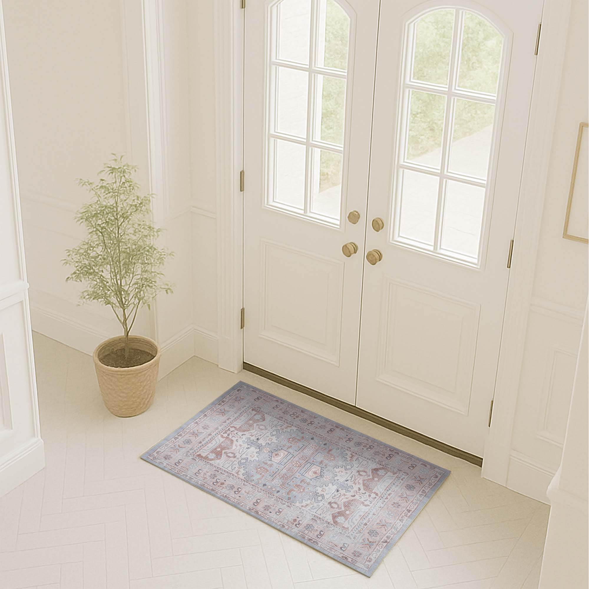 Atiya Neutral Earth Beige Vintage Turkish Rug