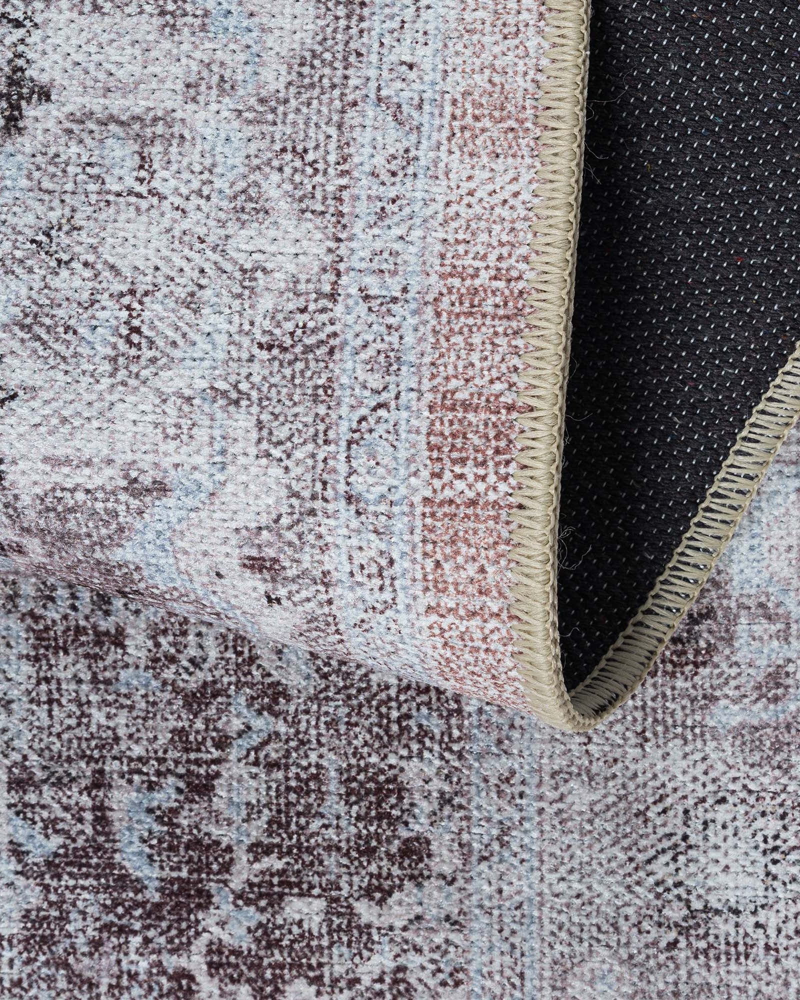 Doria Distressed Persian Heriz Muted Brown Beige Rug