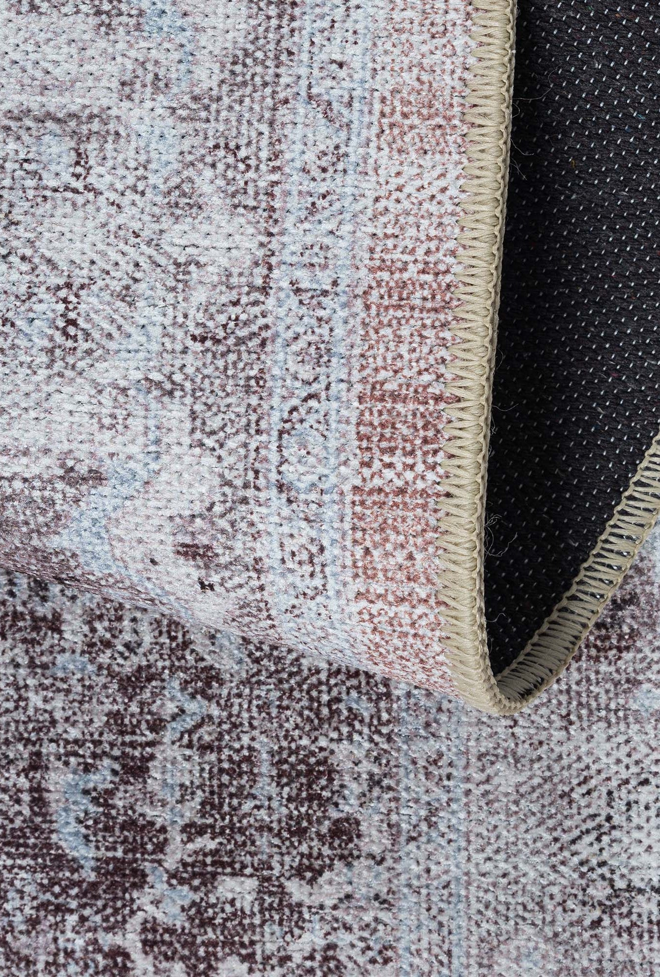 Doria Distressed Persian Heriz Muted Brown Beige Rug