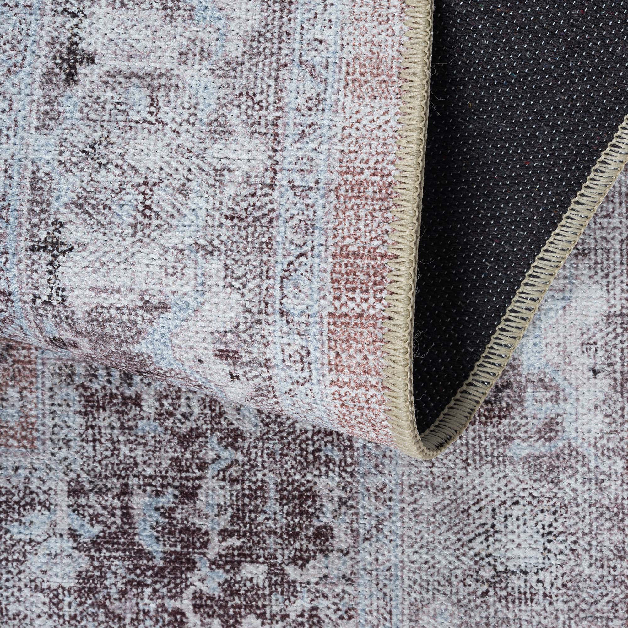 Doria Distressed Persian Heriz Muted Brown Beige Rug