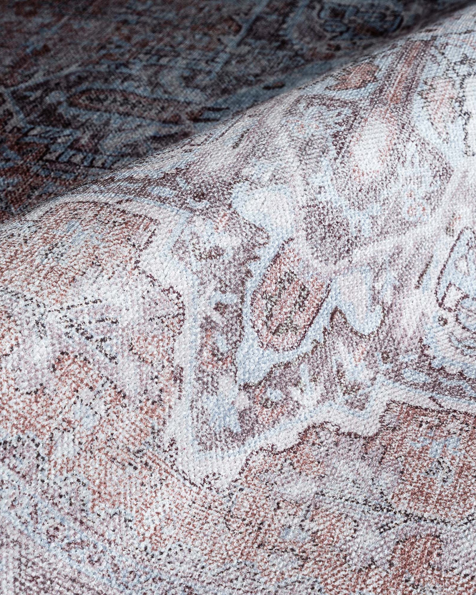 Doria Distressed Persian Heriz Muted Brown Beige Rug