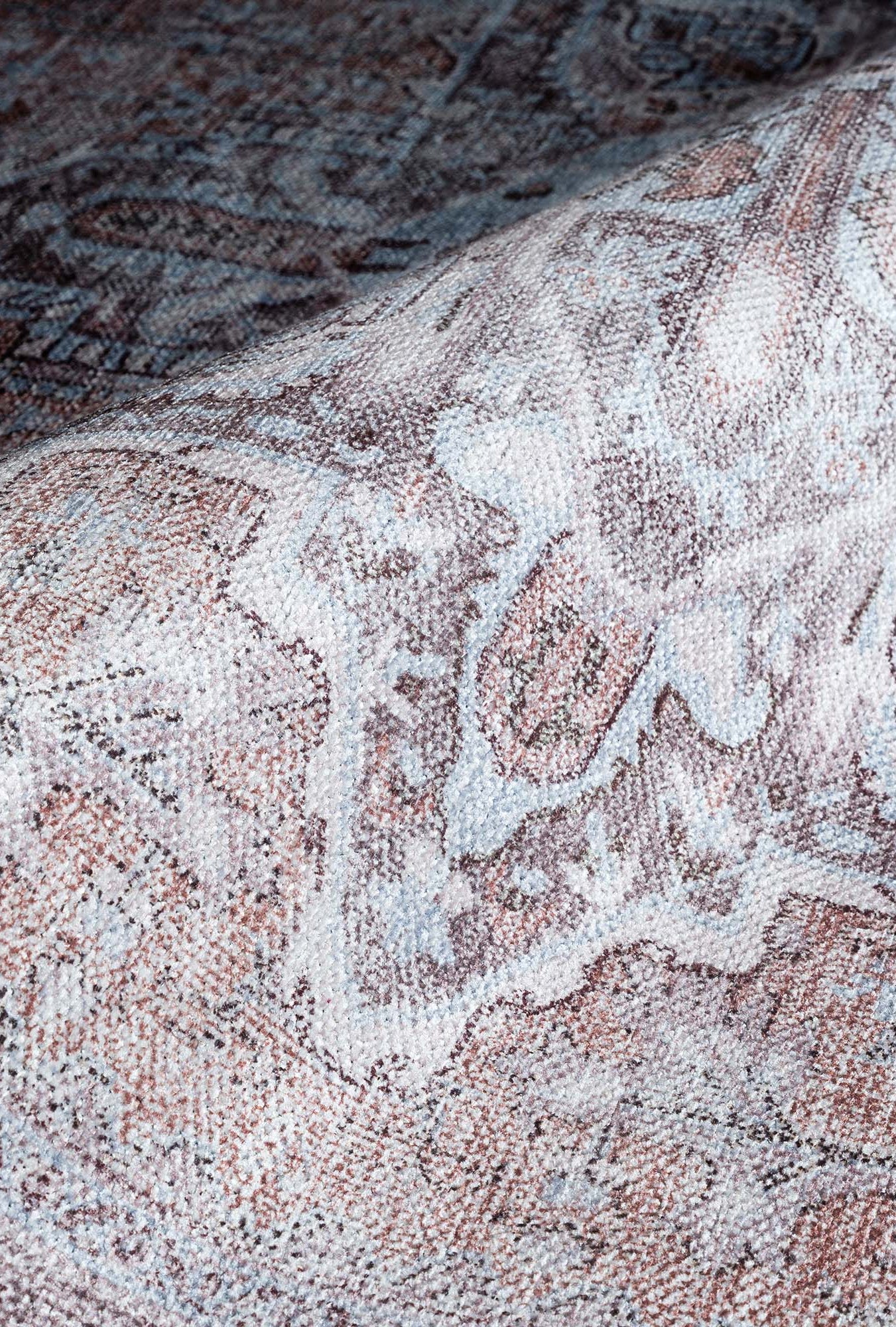 Doria Distressed Persian Heriz Muted Brown Beige Rug