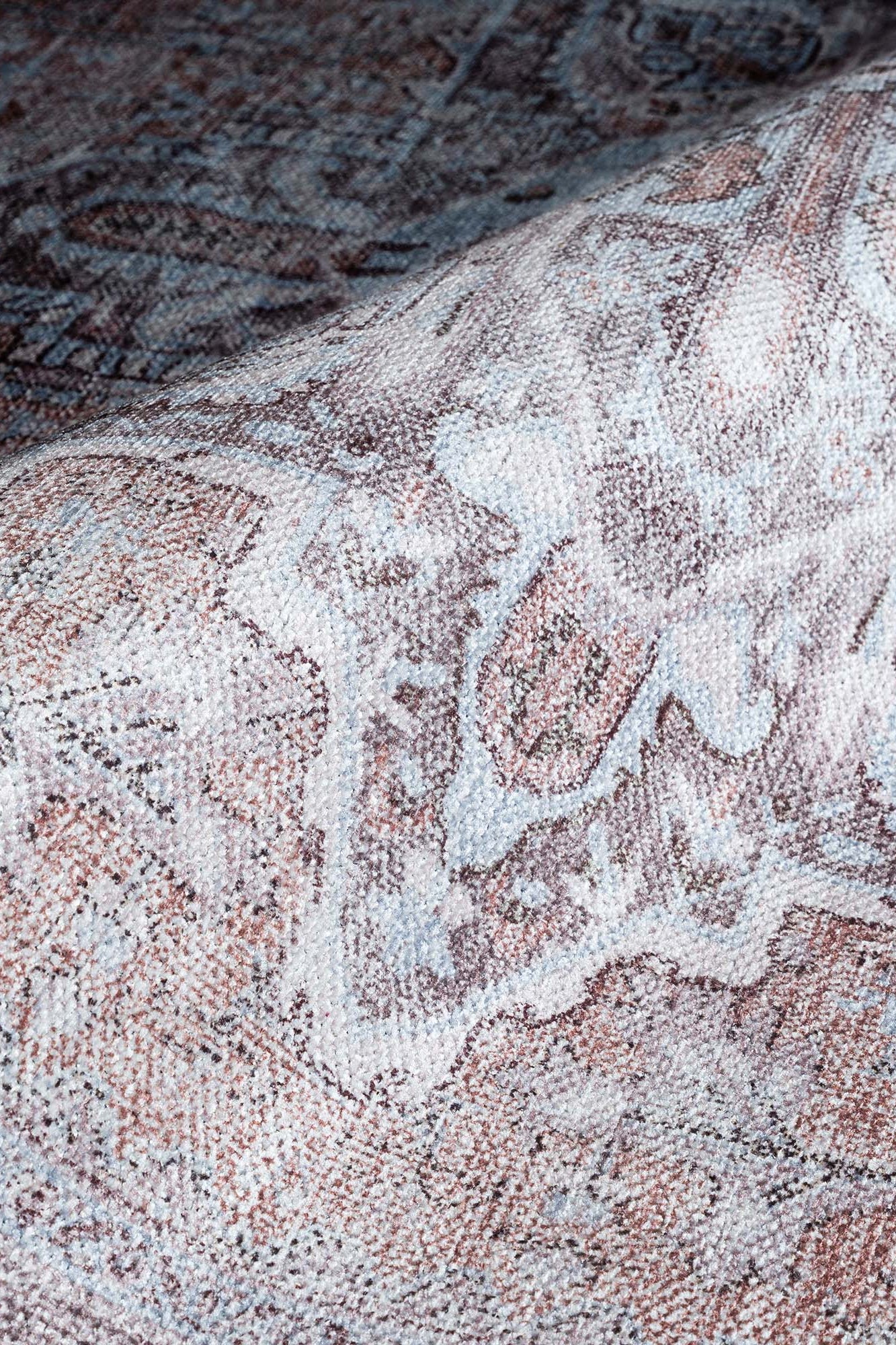 Doria Distressed Persian Heriz Muted Brown Beige Rug