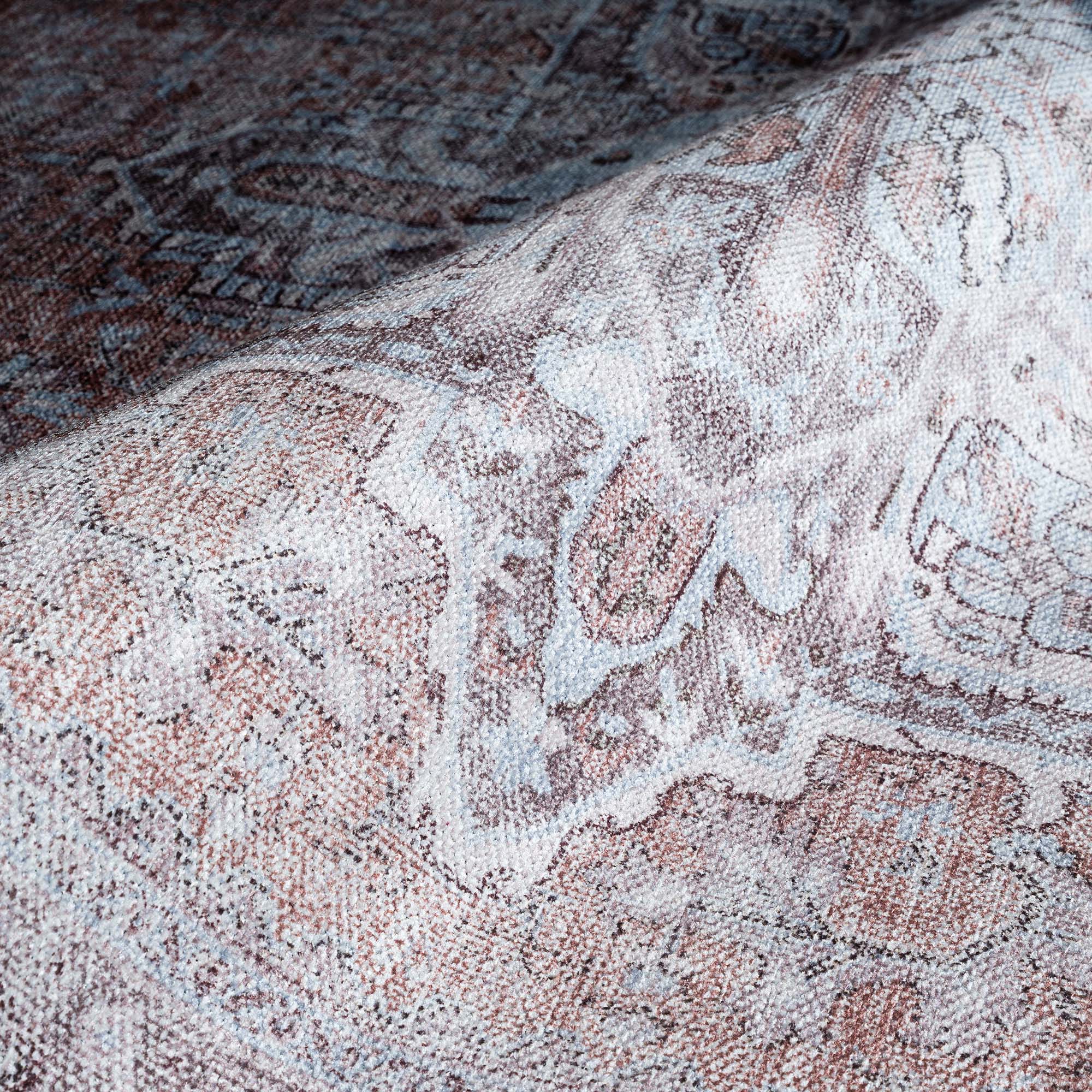 Doria Distressed Persian Heriz Muted Brown Beige Rug