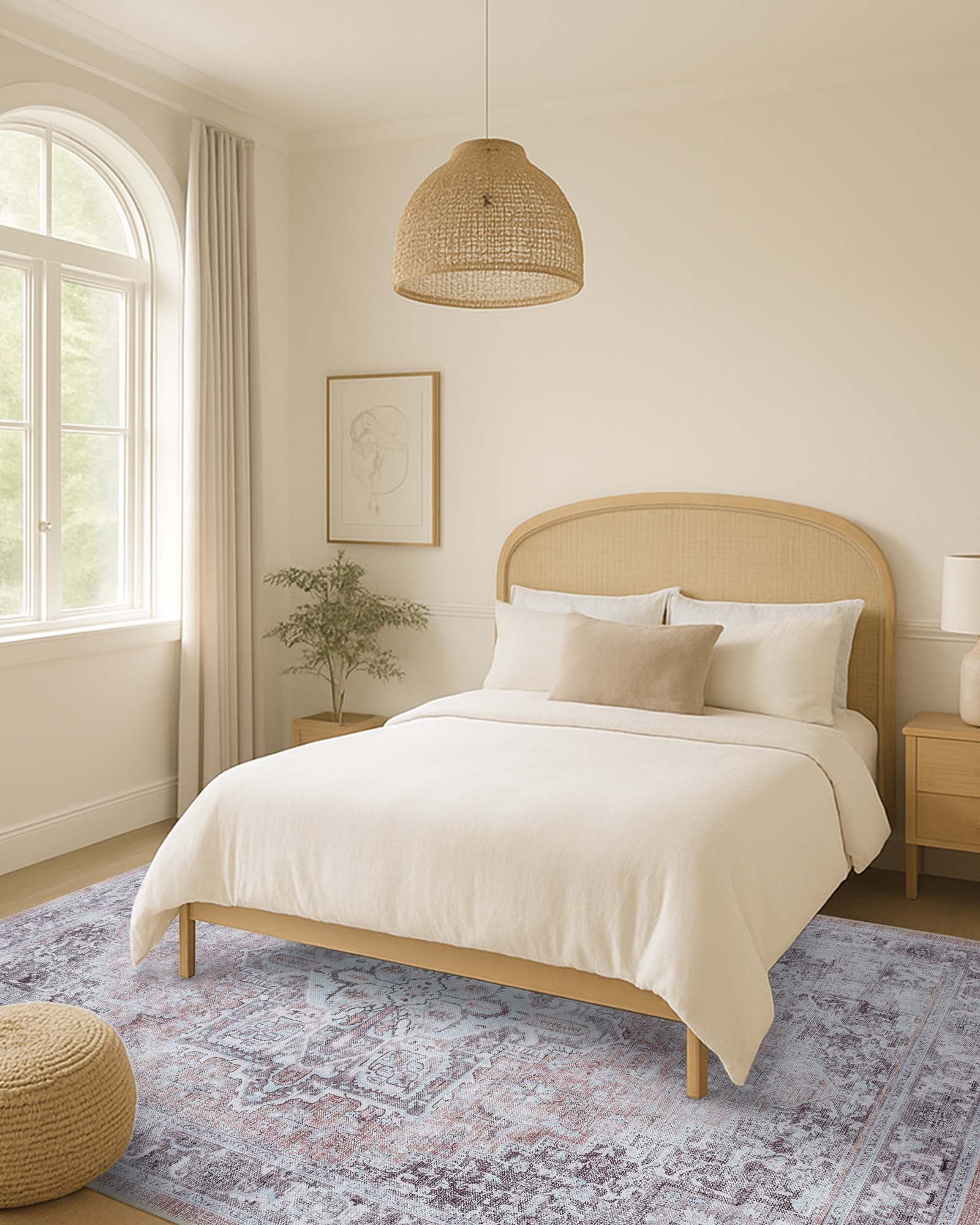 Doria Distressed Persian Heriz Muted Brown Beige Rug