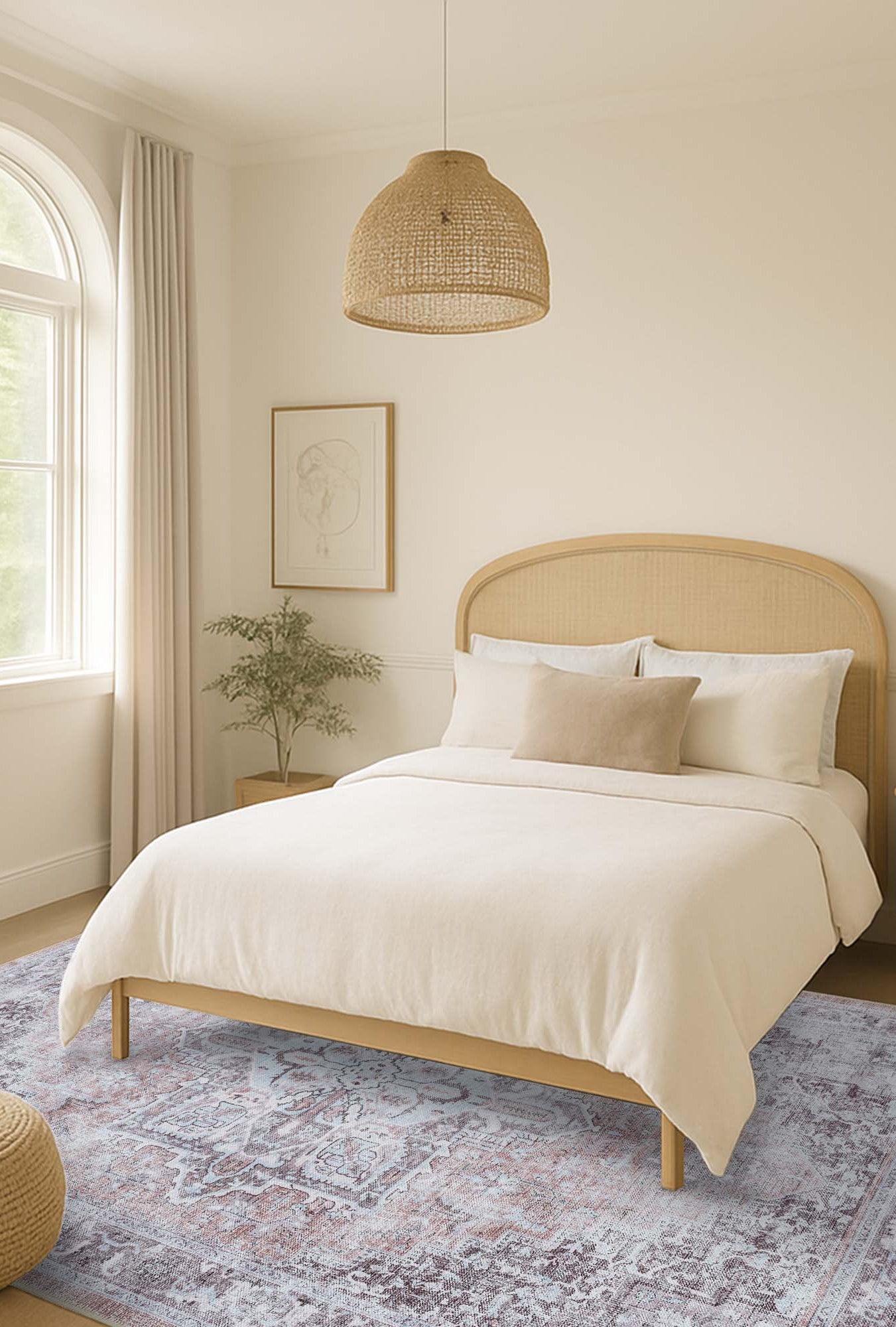 Doria Distressed Persian Heriz Muted Brown Beige Rug