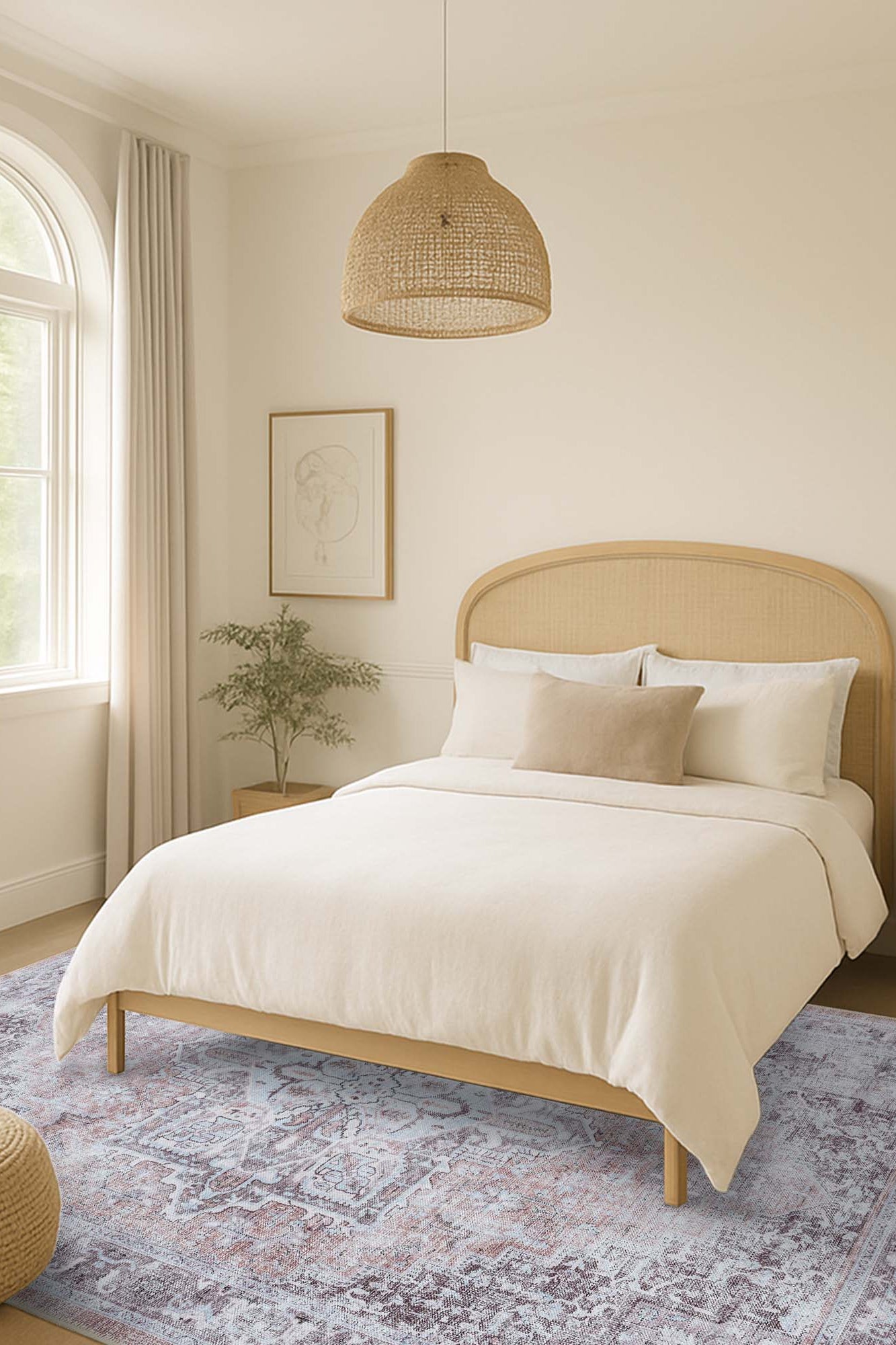 Doria Distressed Persian Heriz Muted Brown Beige Rug