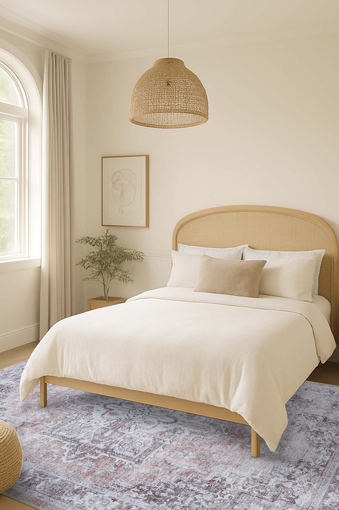 Doria Distressed Persian Heriz Muted Brown Beige Rug