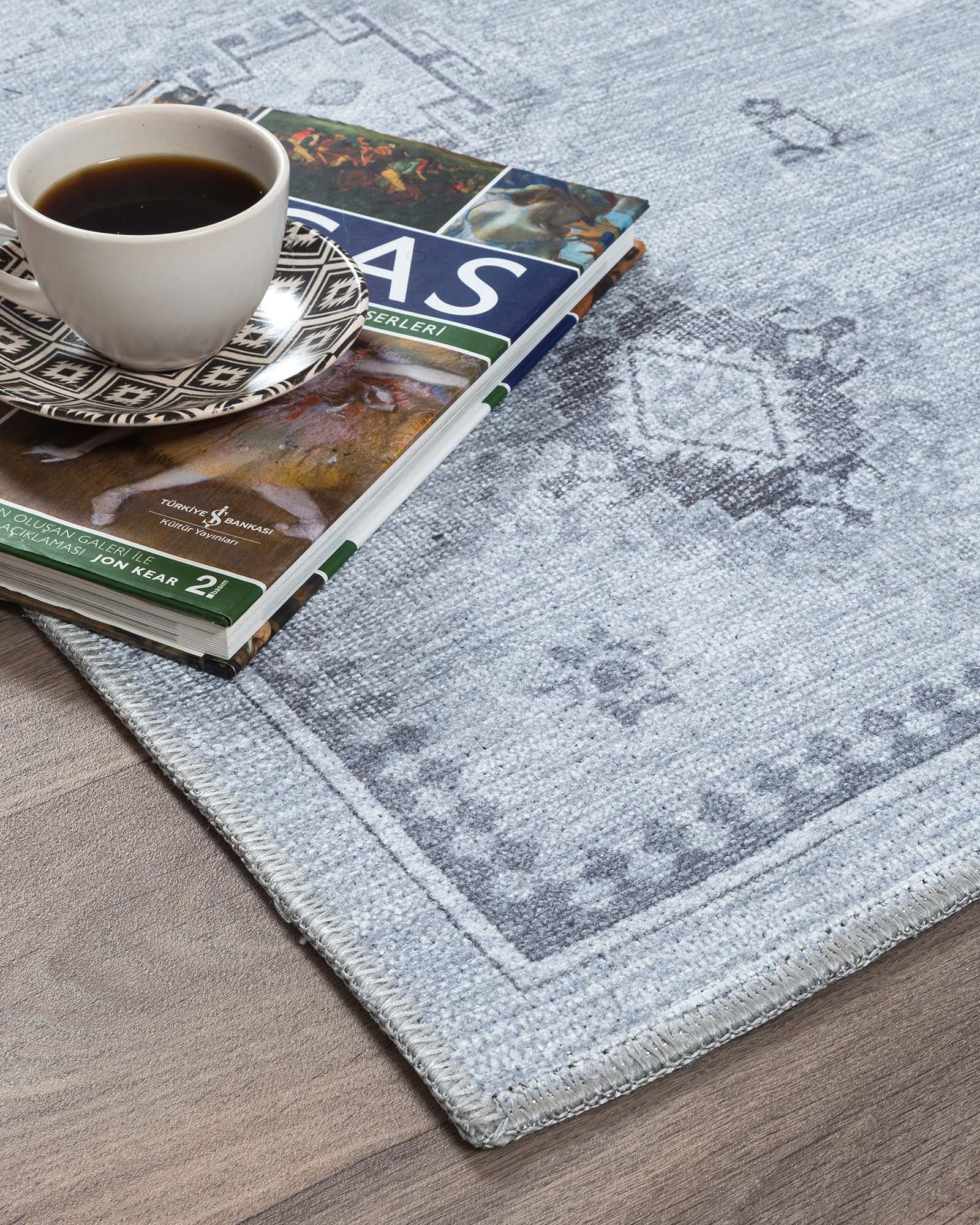 Ruba Neutral Silver Gray Antique Oushak Rug