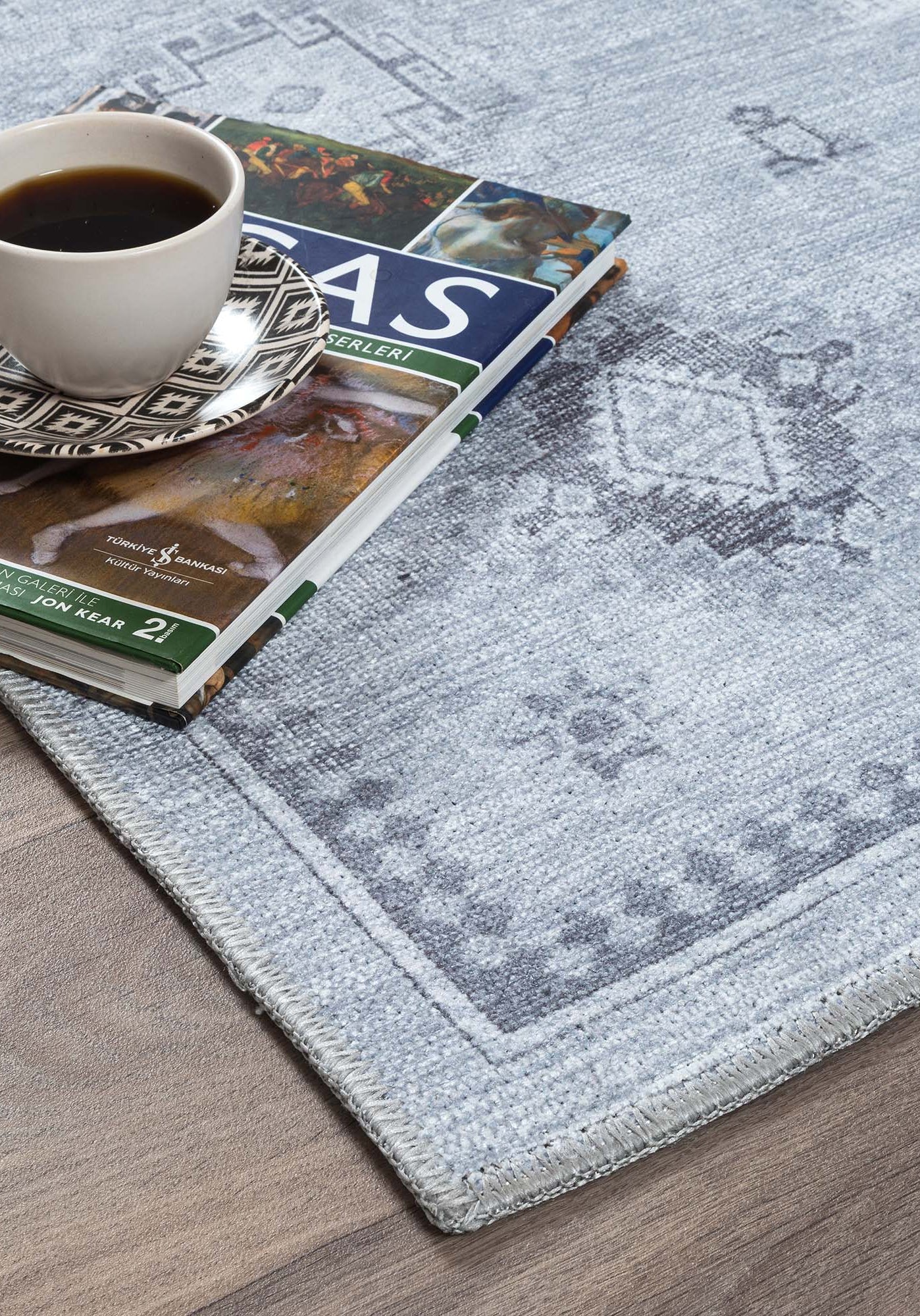 Ruba Neutral Silver Gray Antique Oushak Rug