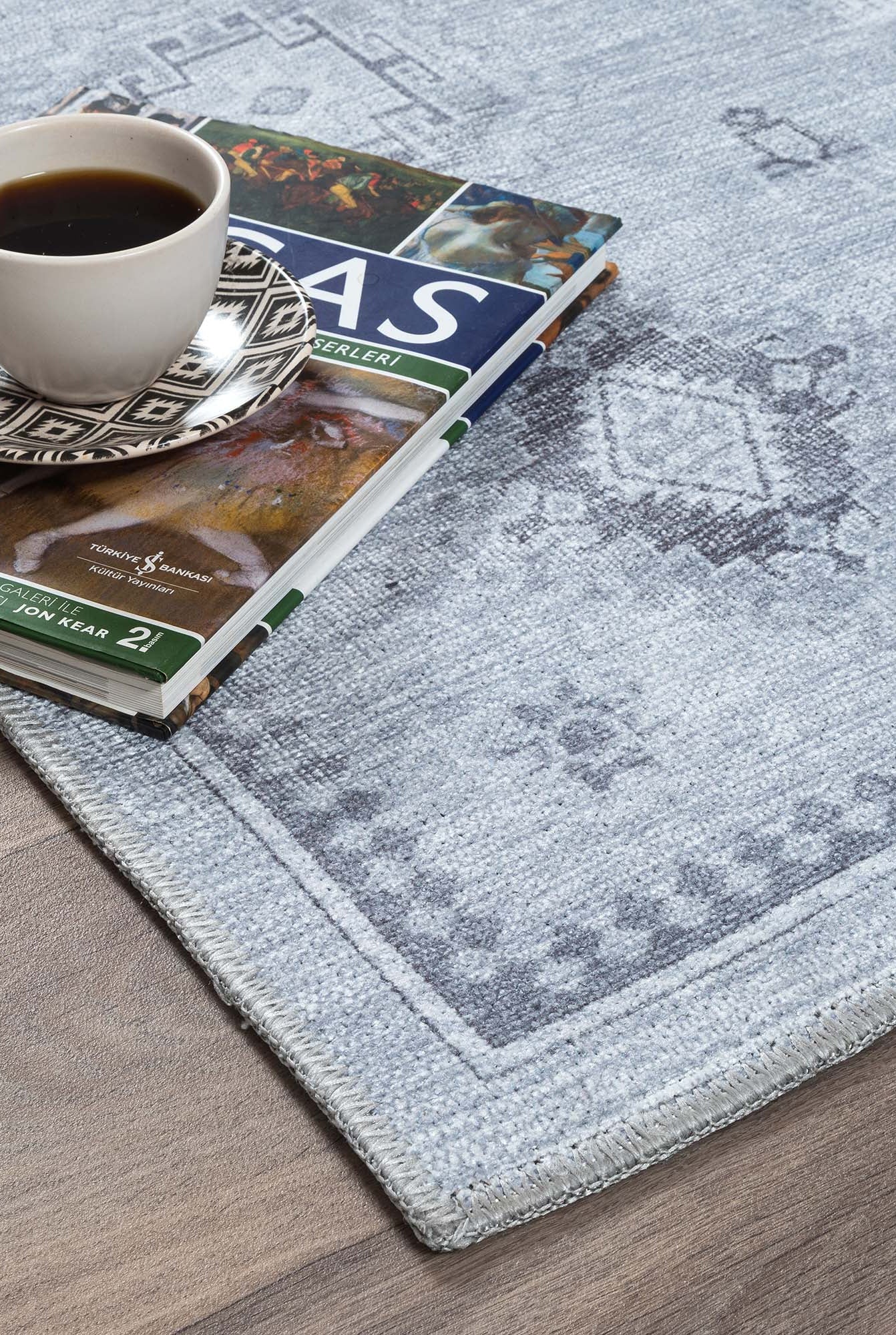 Ruba Neutral Silver Gray Antique Oushak Rug