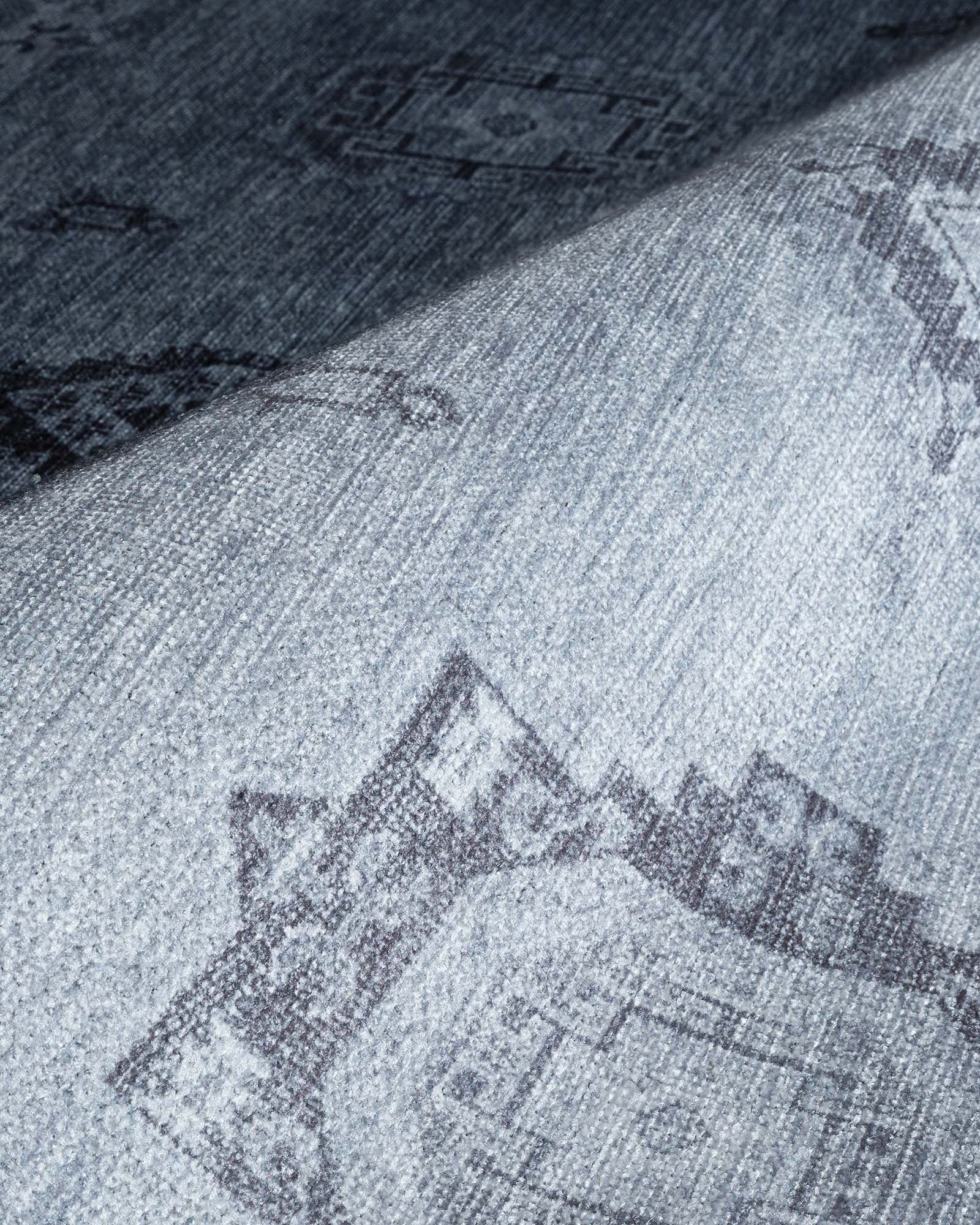 Ruba Neutral Silver Gray Antique Oushak Rug