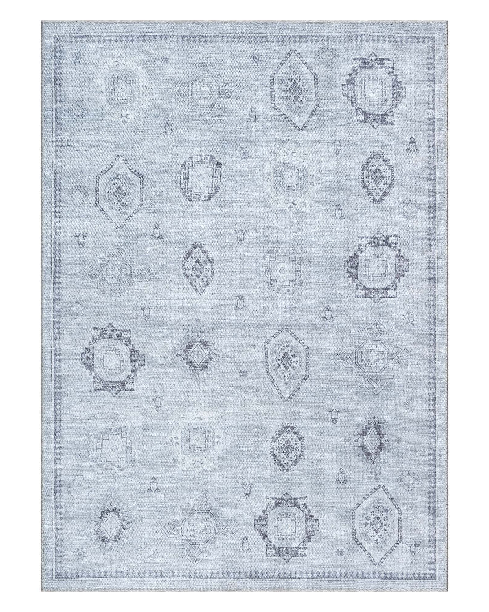 Ruba Neutral Silver Gray Antique Oushak Rug
