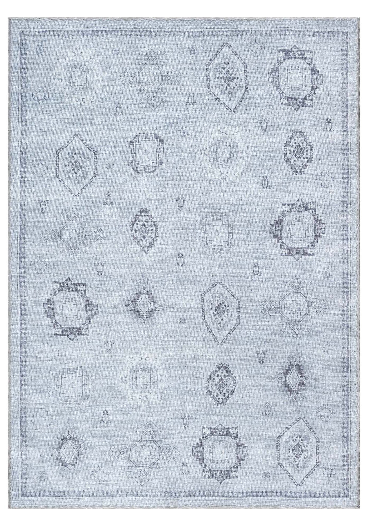 Ruba Neutral Silver Gray Antique Oushak Rug