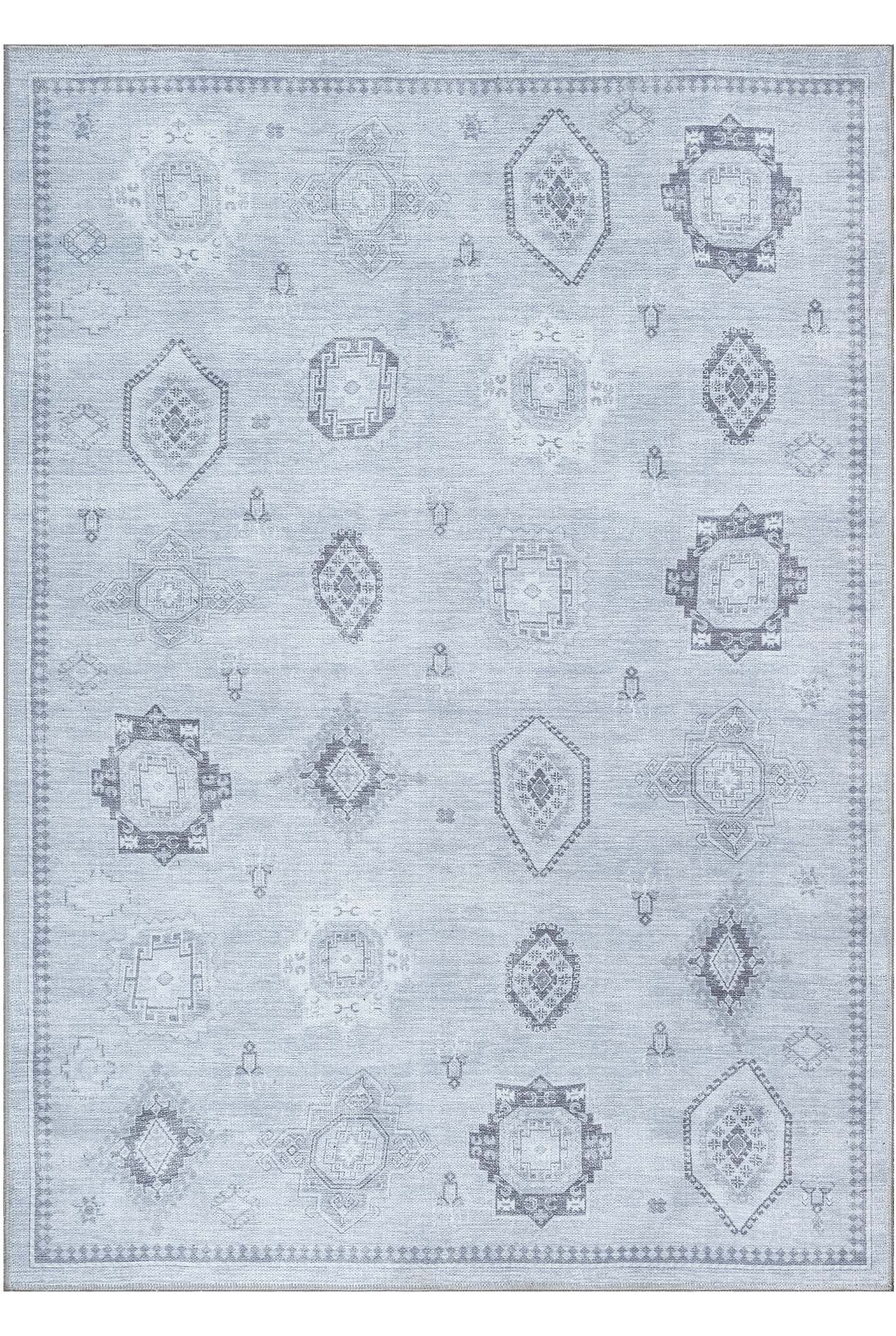 Ruba Neutral Silver Gray Antique Oushak Rug