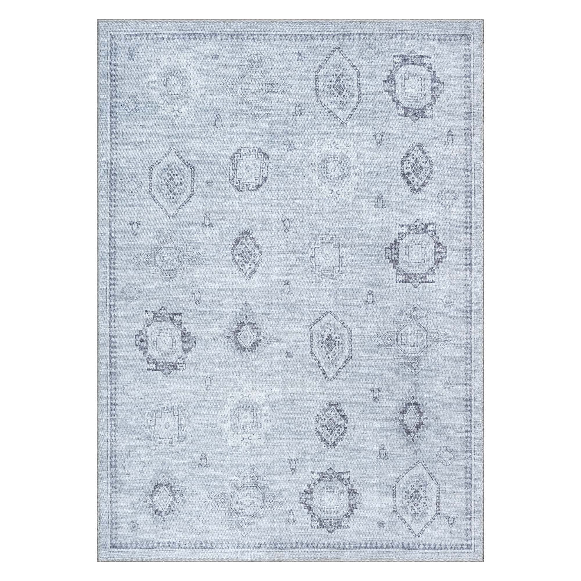 Ruba Neutral Silver Gray Antique Oushak Rug