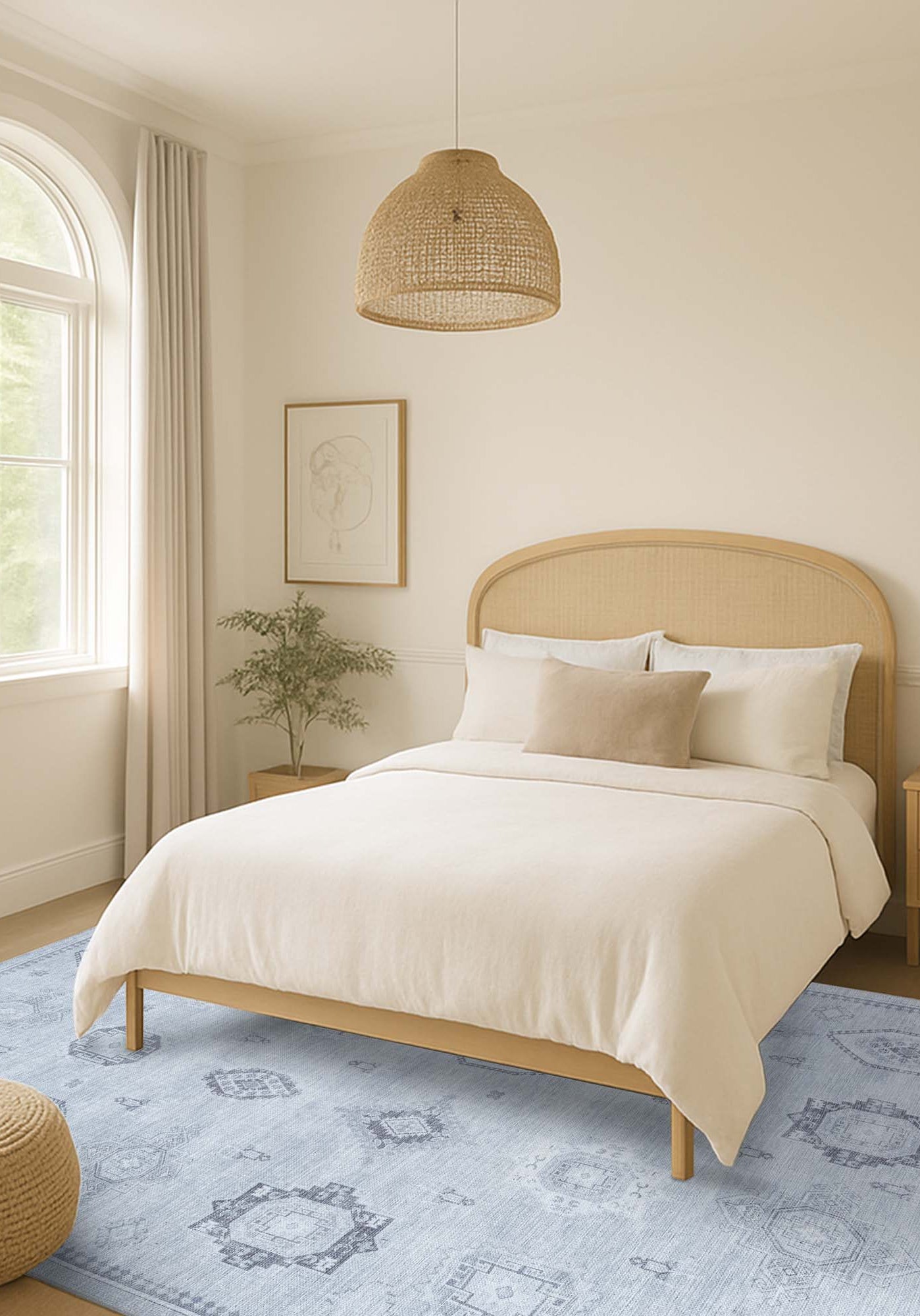 Ruba Neutral Silver Gray Antique Oushak Rug