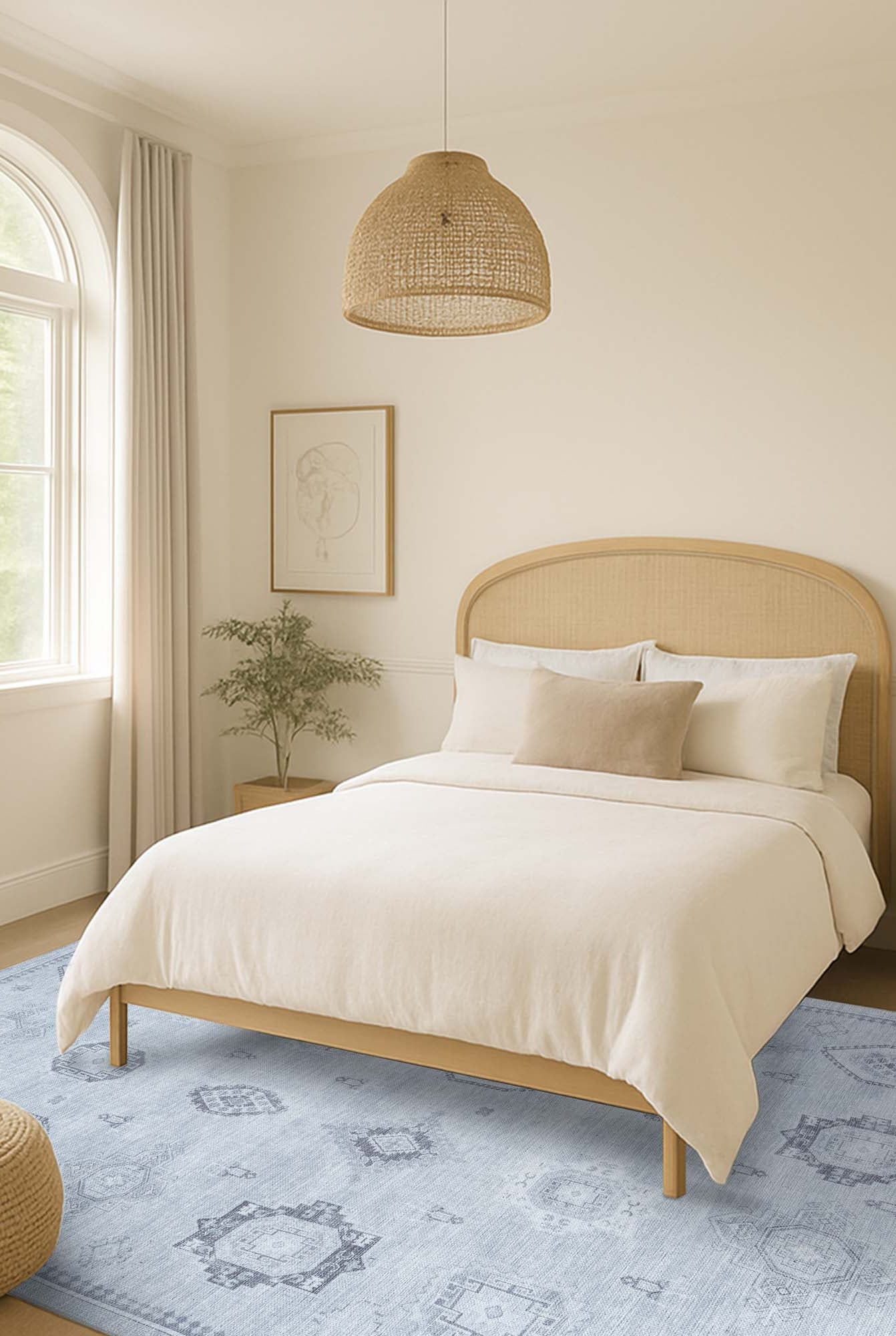 Ruba Neutral Silver Gray Antique Oushak Rug