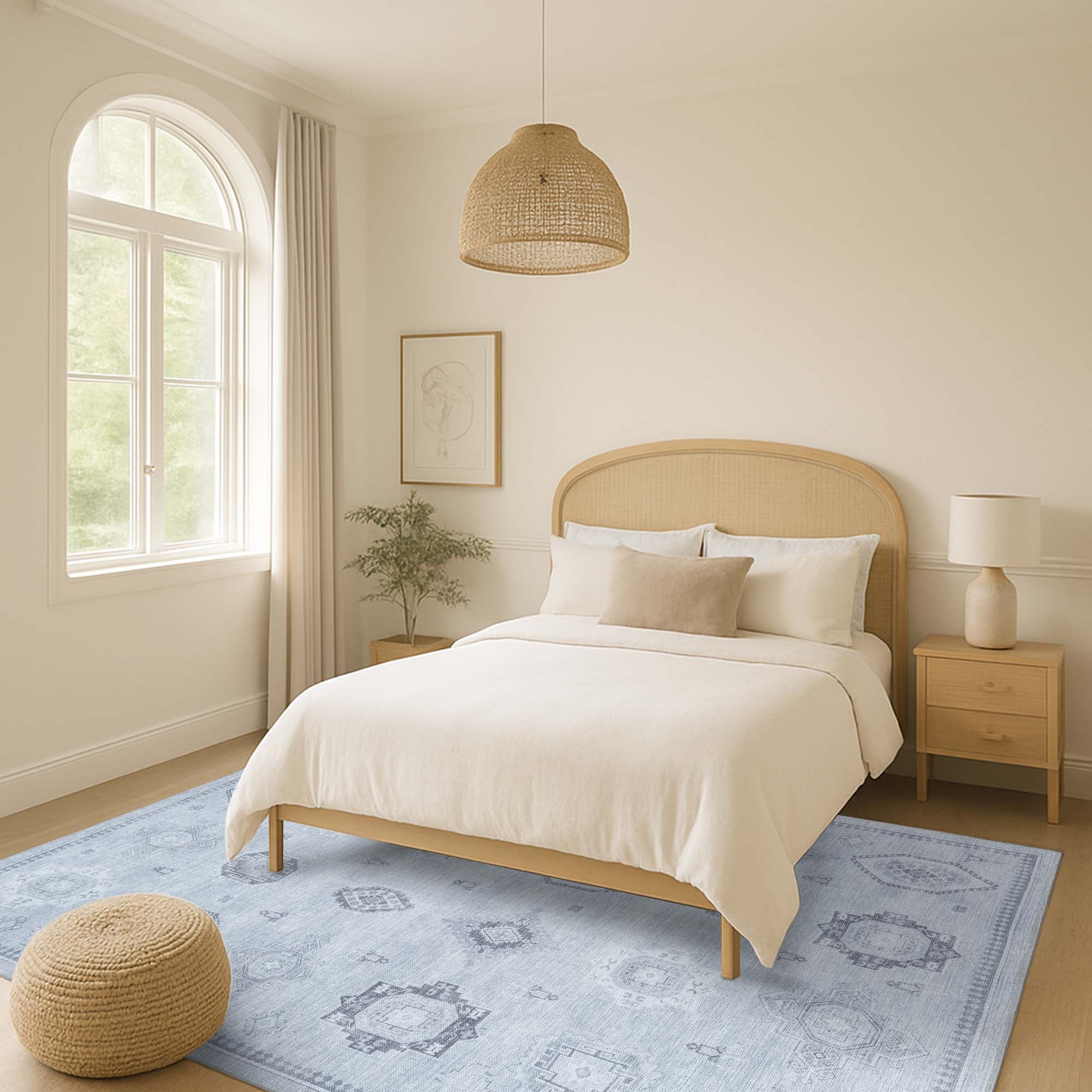 Ruba Neutral Silver Gray Antique Oushak Rug