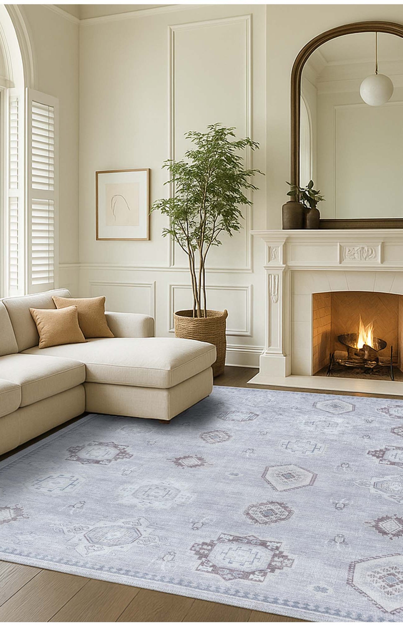 Amery Beige Pale Blush Brown Antique Oushak Rug