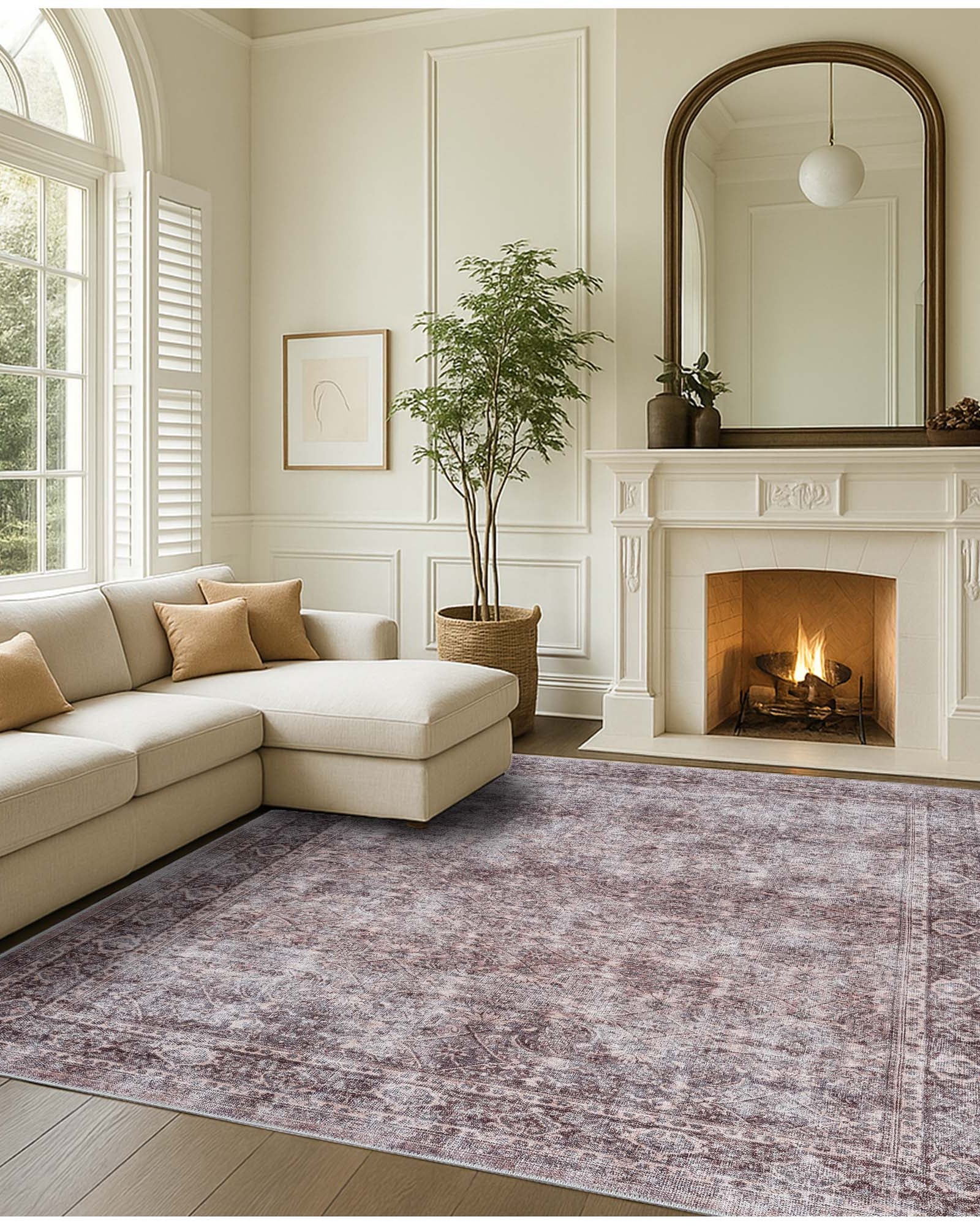 Cecile Distressed Persian Beige, Blush & Muted Sage Rug
