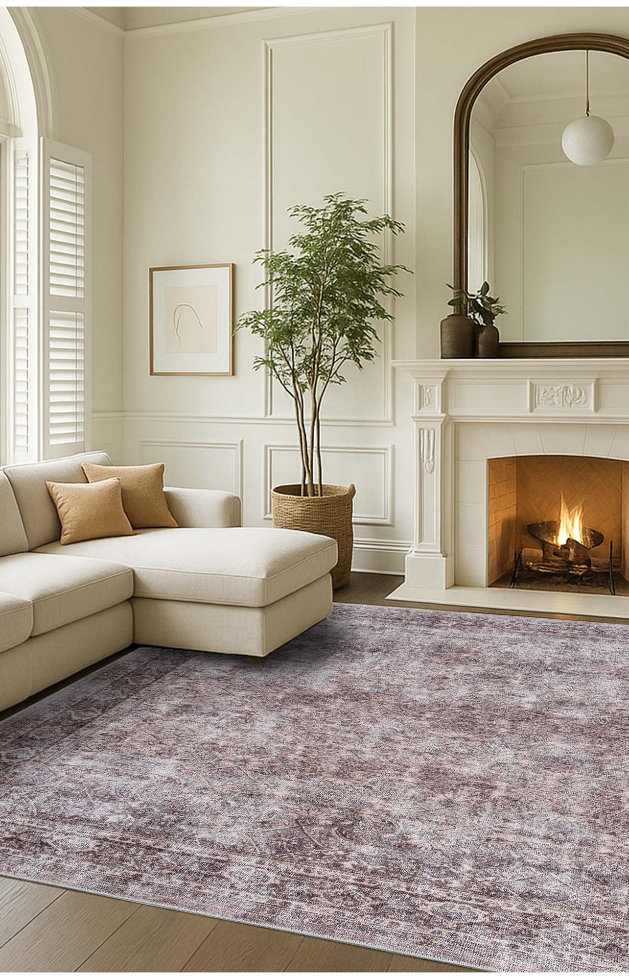 Cecile Distressed Persian Beige, Blush & Muted Sage Rug