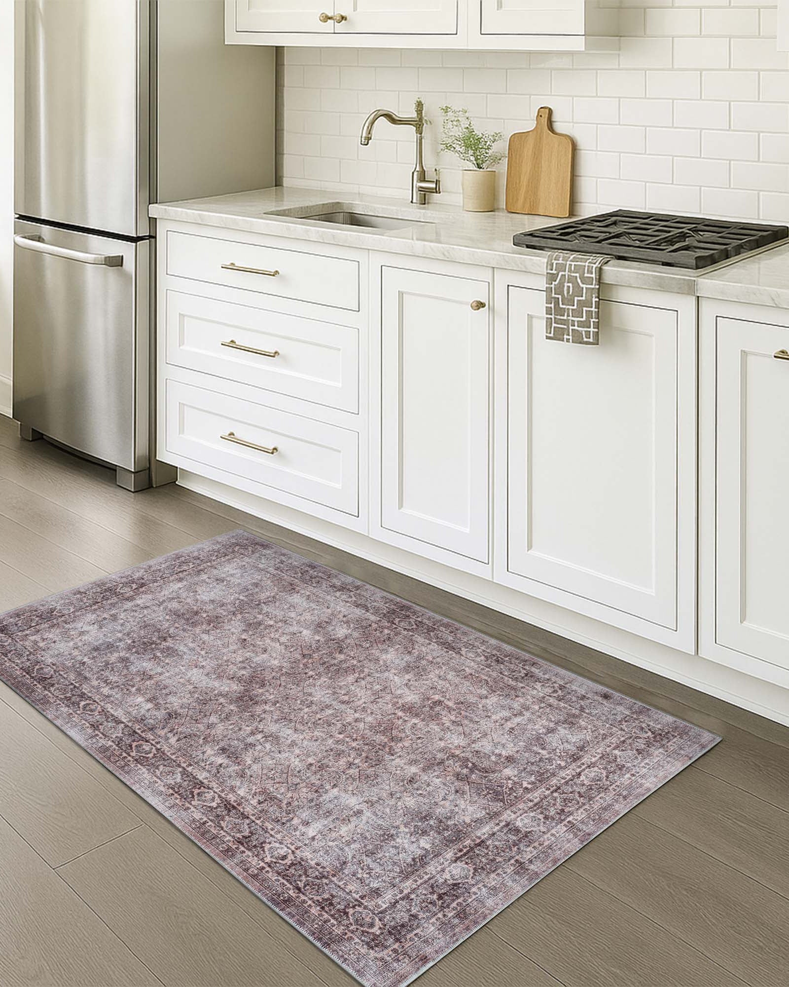 Cecile Distressed Persian Beige, Blush & Muted Sage Rug