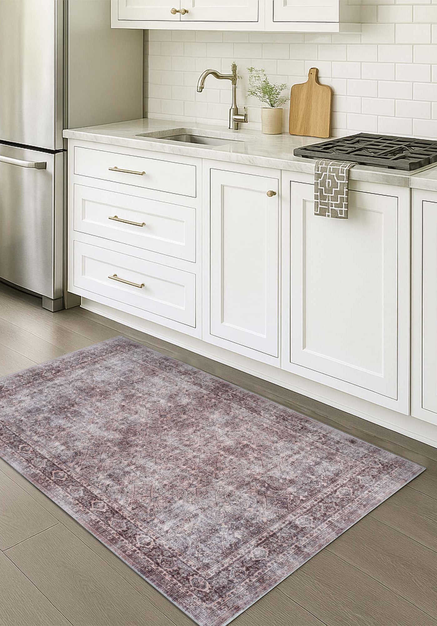 Cecile Distressed Persian Beige, Blush & Muted Sage Rug