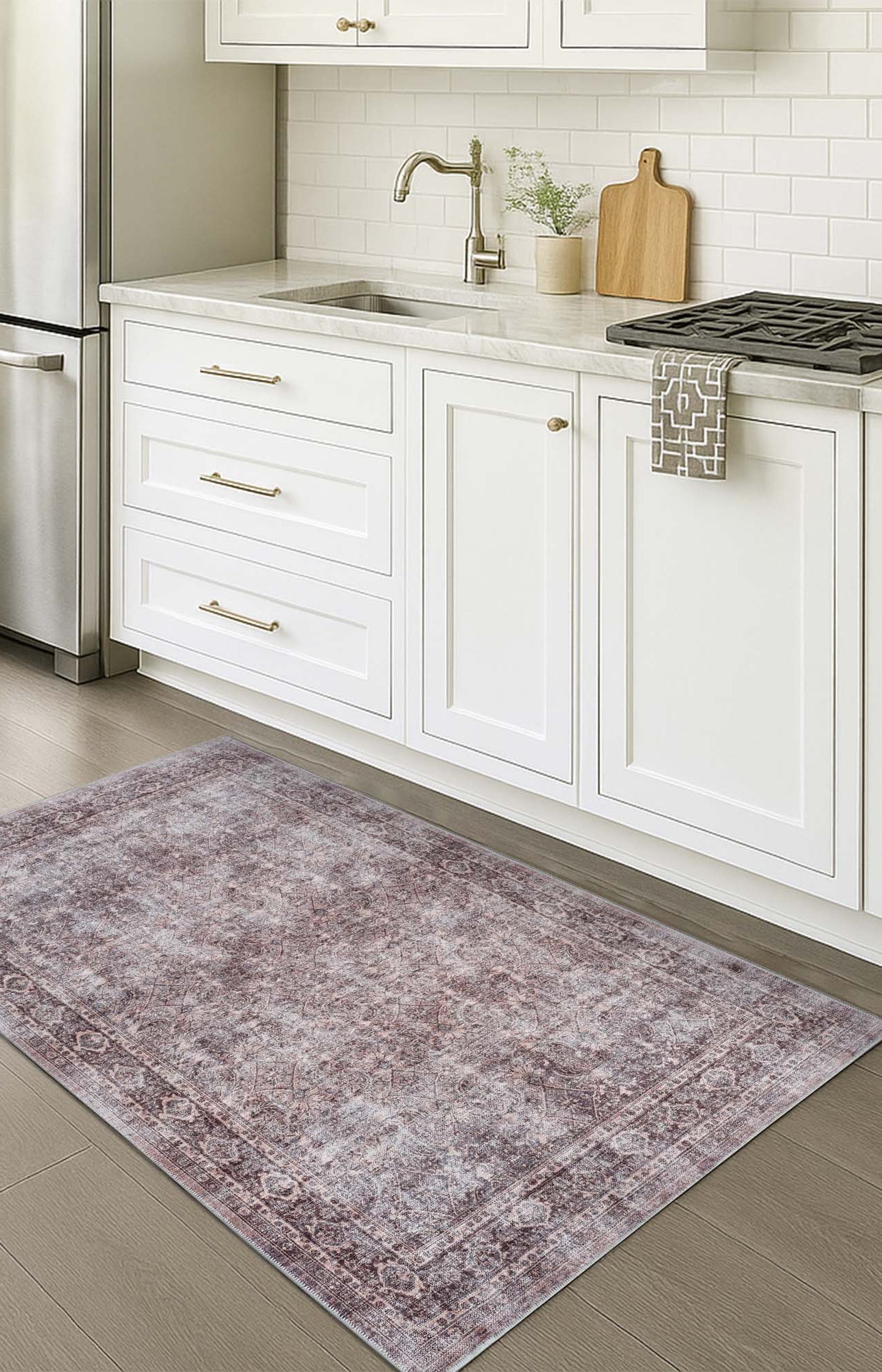 Cecile Distressed Persian Beige, Blush & Muted Sage Rug