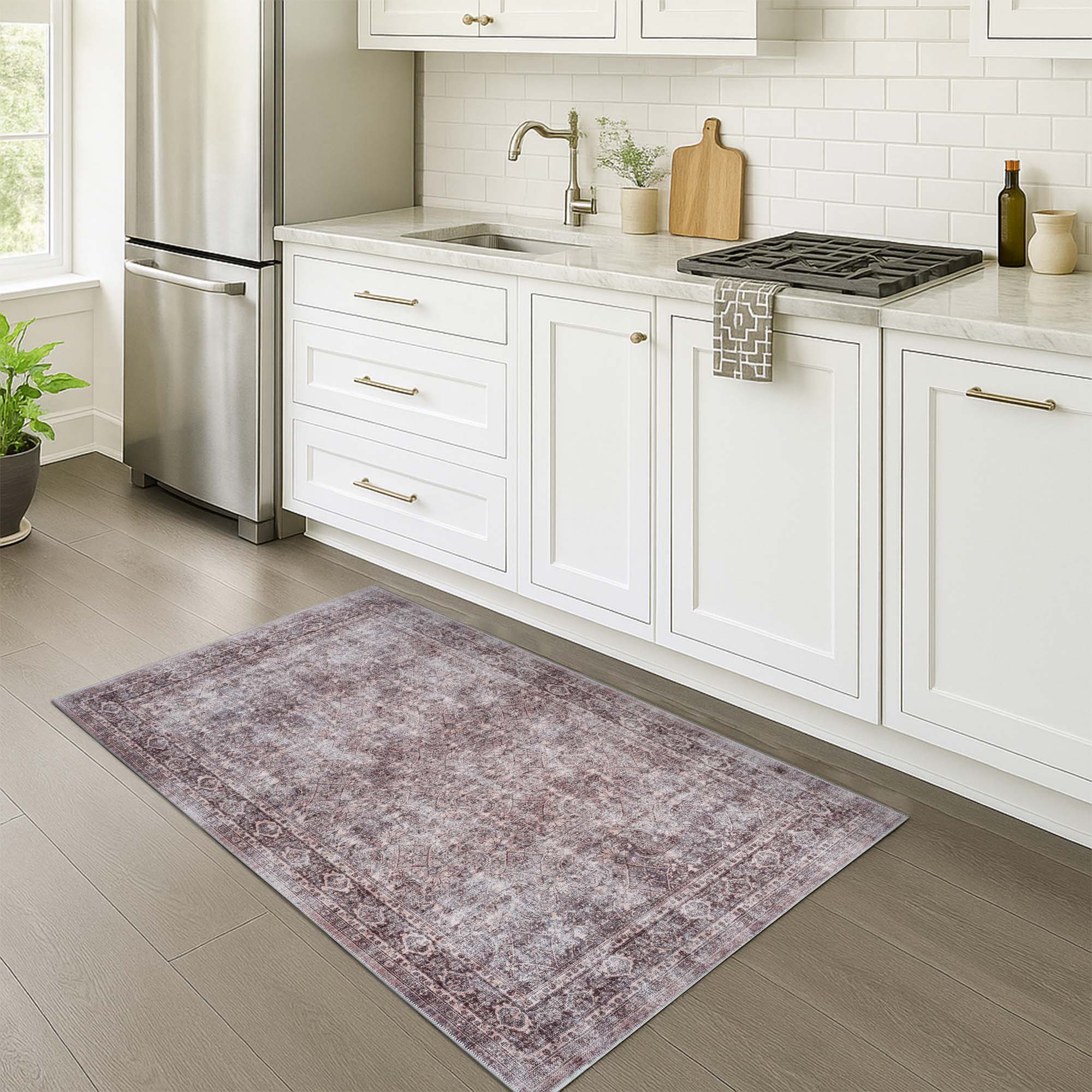 Cecile Distressed Persian Beige, Blush & Muted Sage Rug